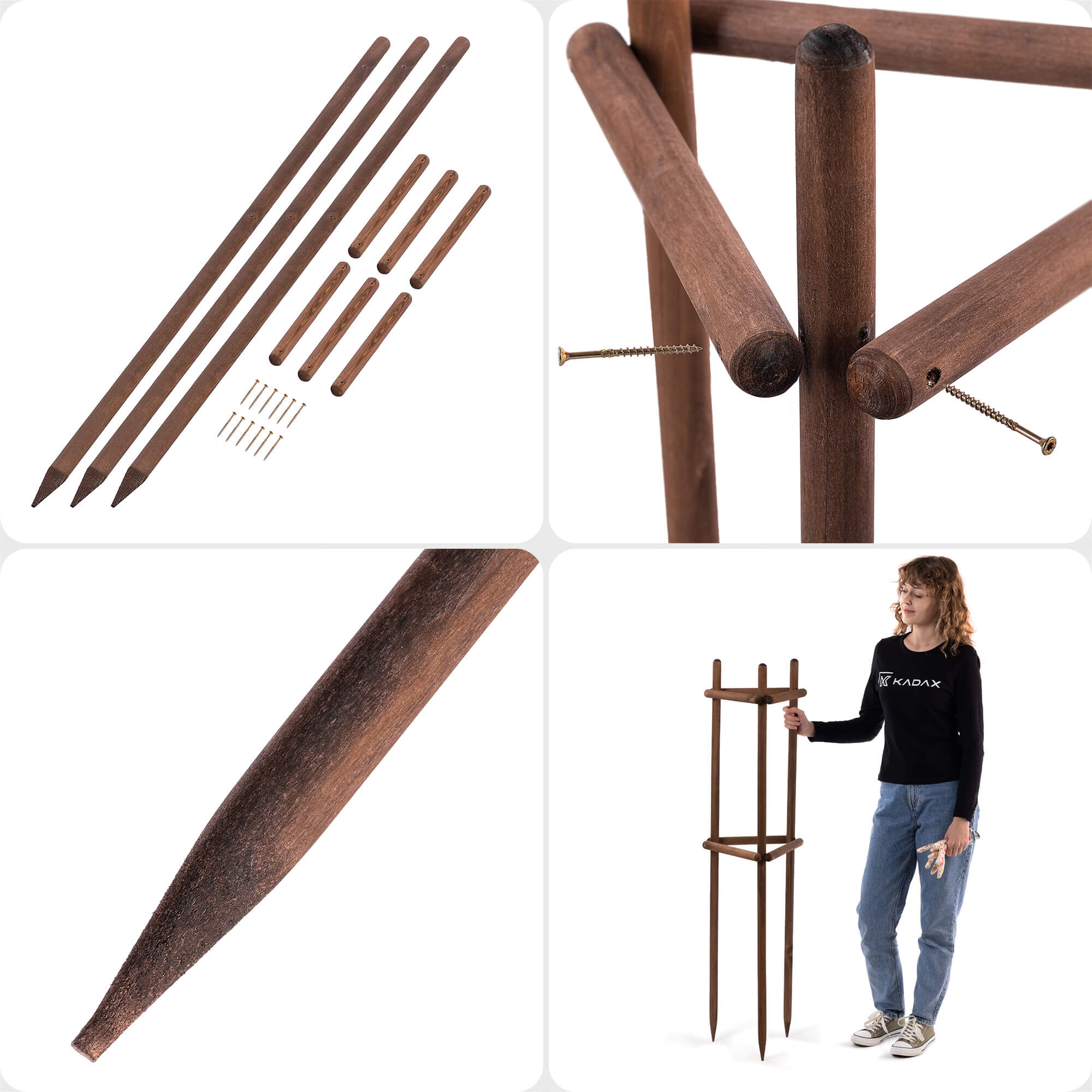 Podpora ogrodowa trójnóg Redon 130 cm drewniana brązowa