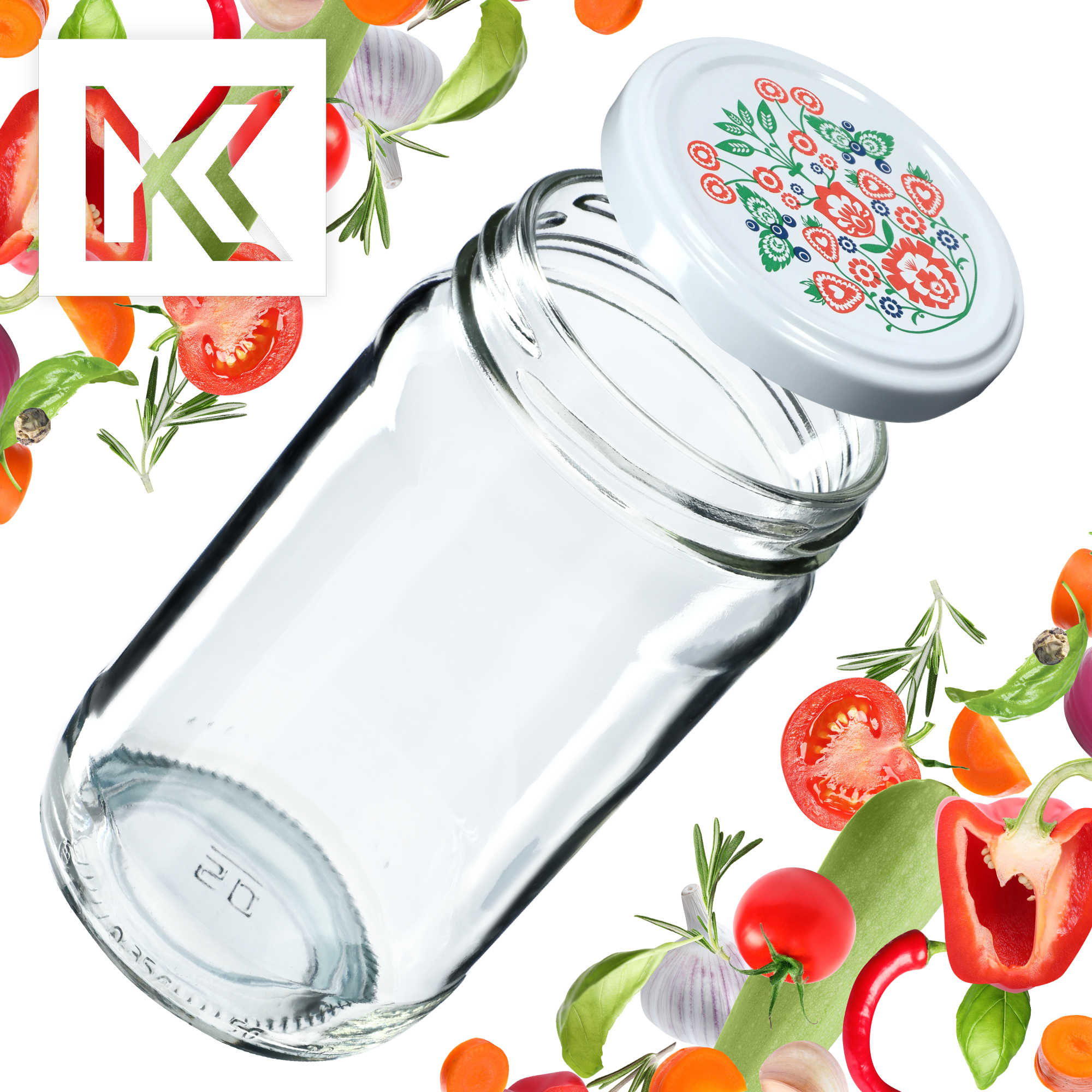 Słoiki na przetwory Gera 350ml fi 66 mm 10szt + wieczka "Folklor"