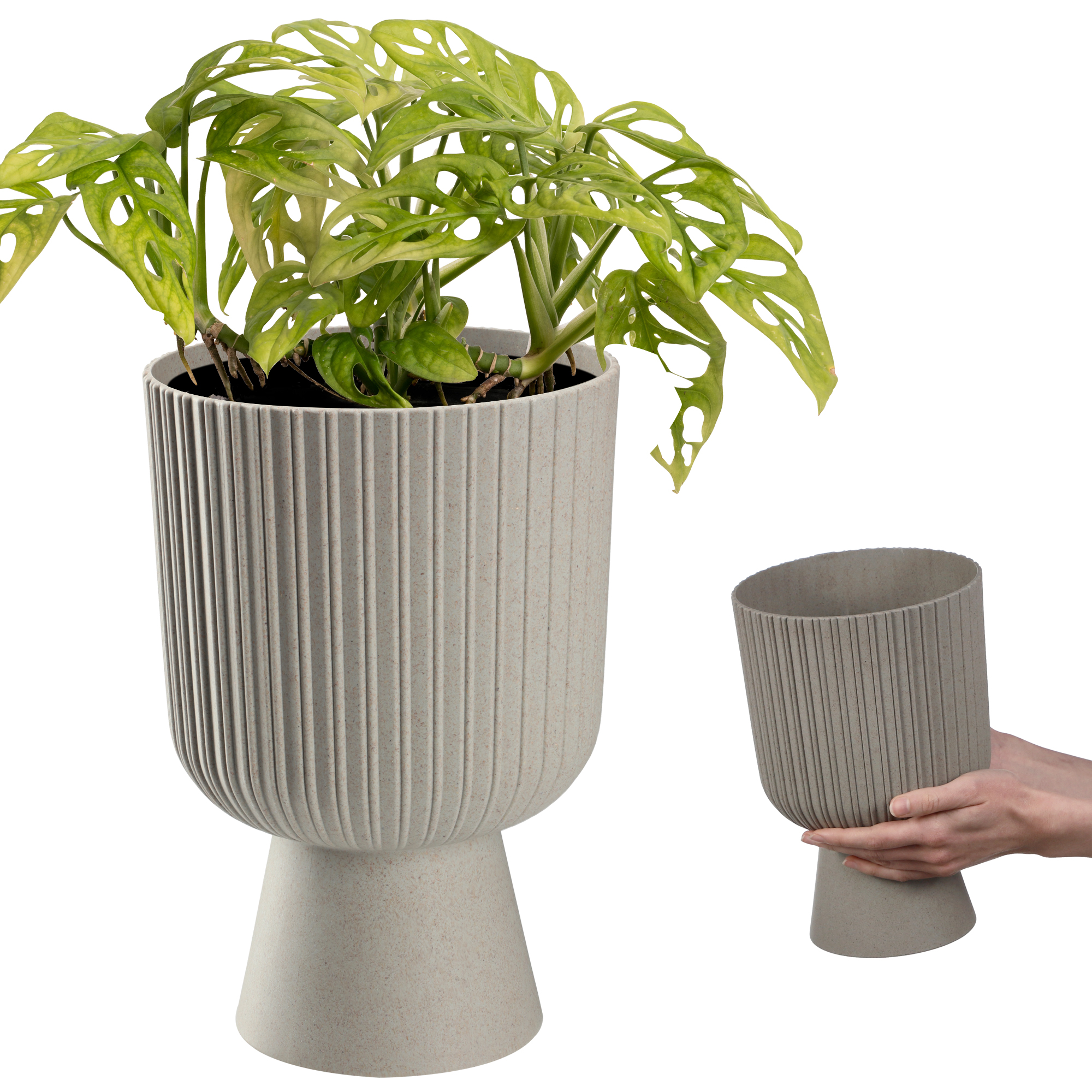 Doniczka na nóżce Golem Eco 18 cm, platyna