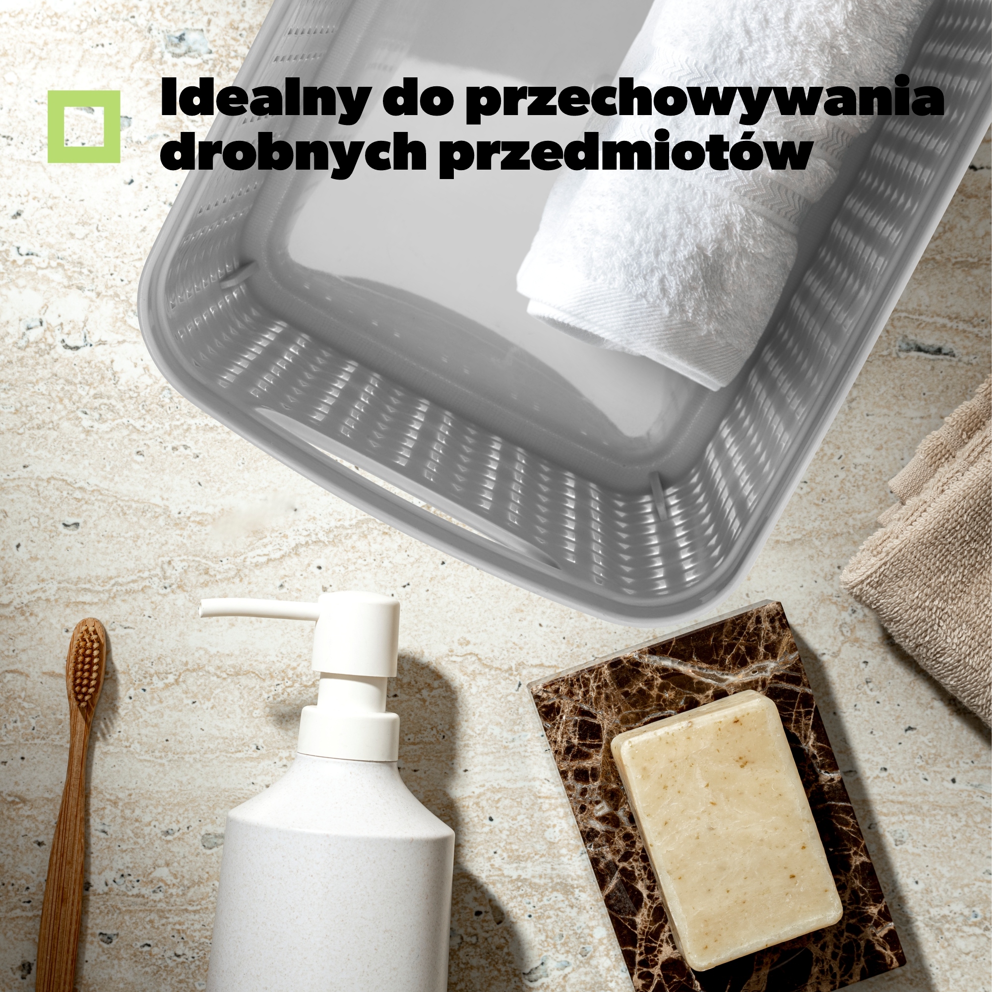 Koszyk plastikowy prostokątny Fonti 3.3L, szary