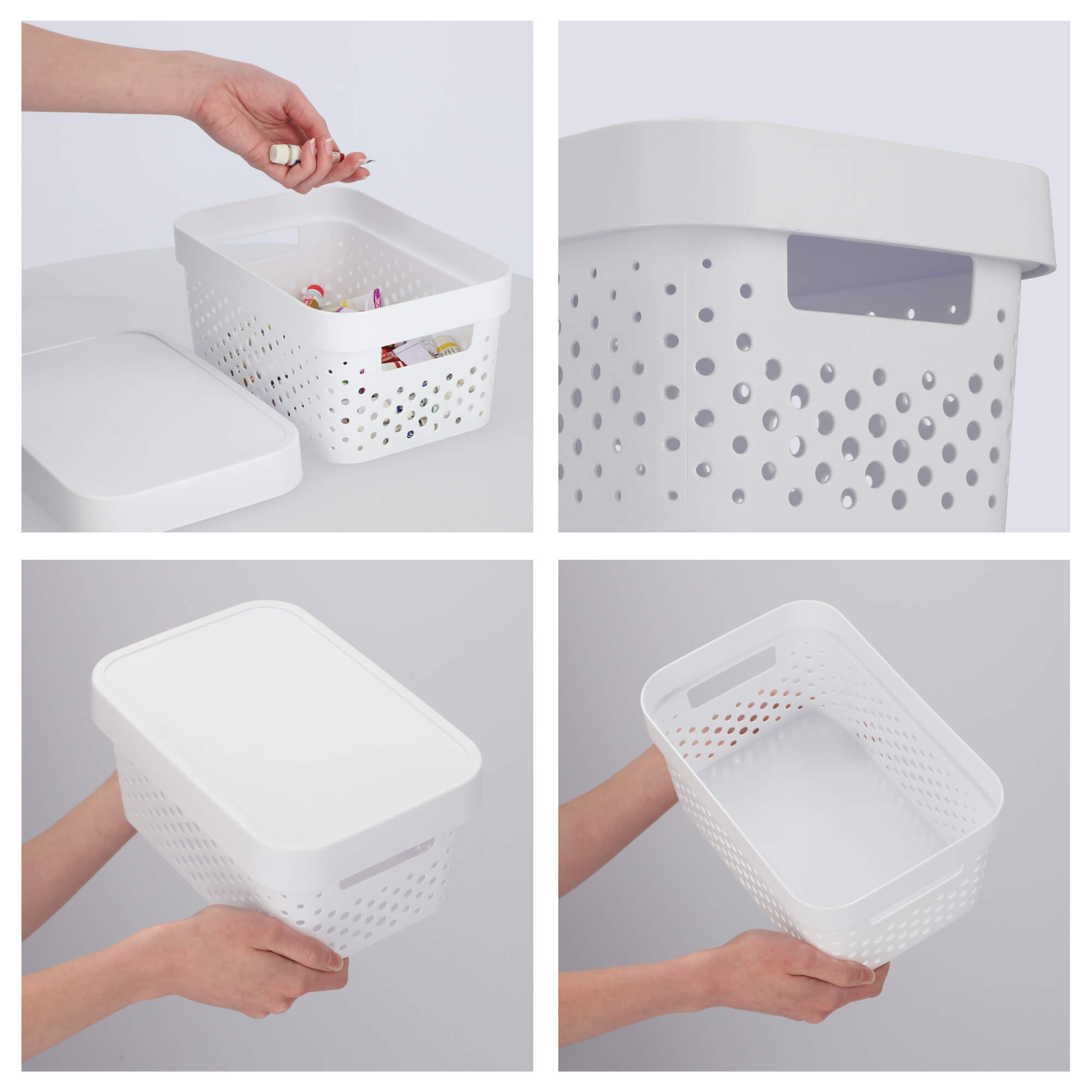 Ażurowy pojemnik z pokrywką Infinity Curver 4.5L, biały