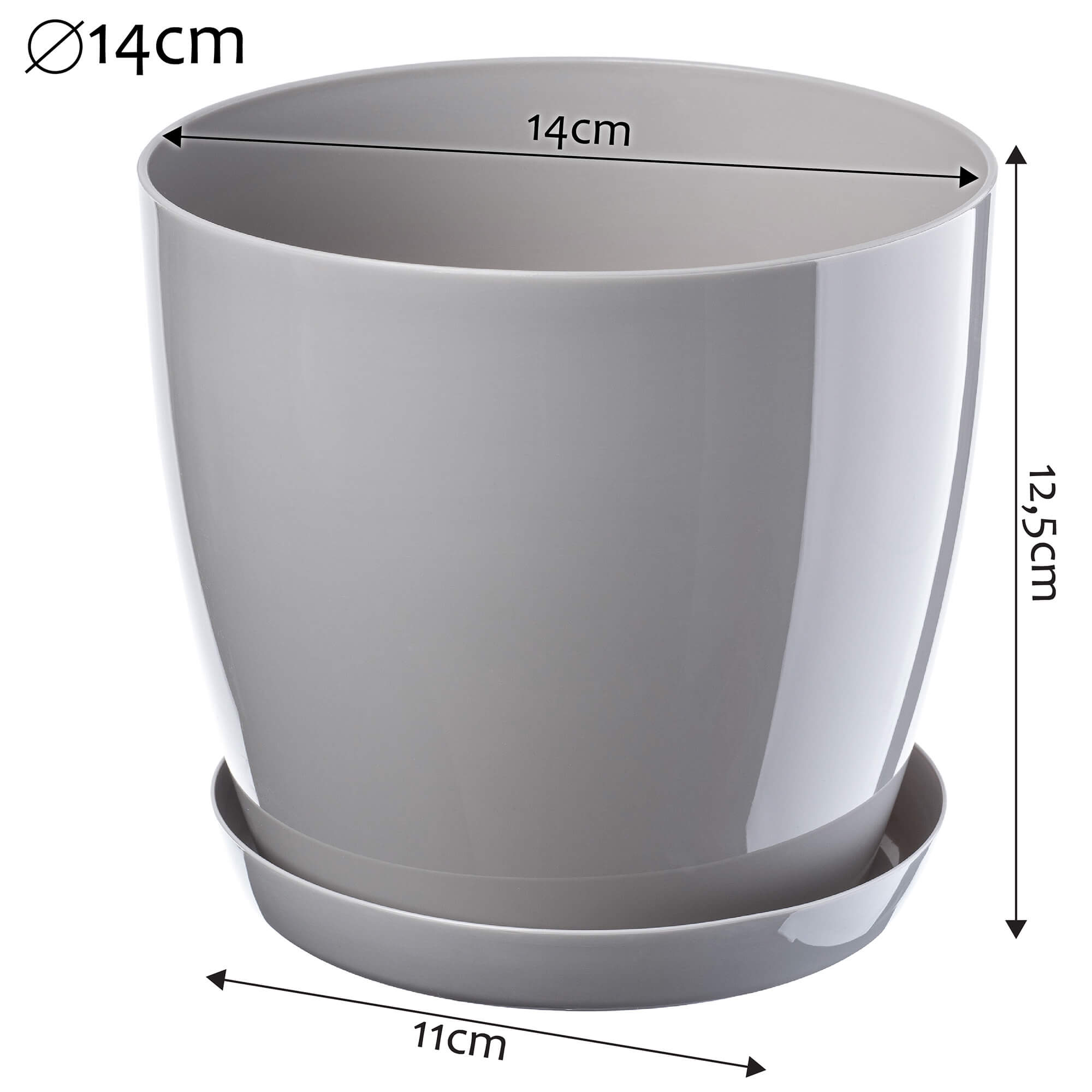 Doniczka Agen z podstawką 14 cm, szara