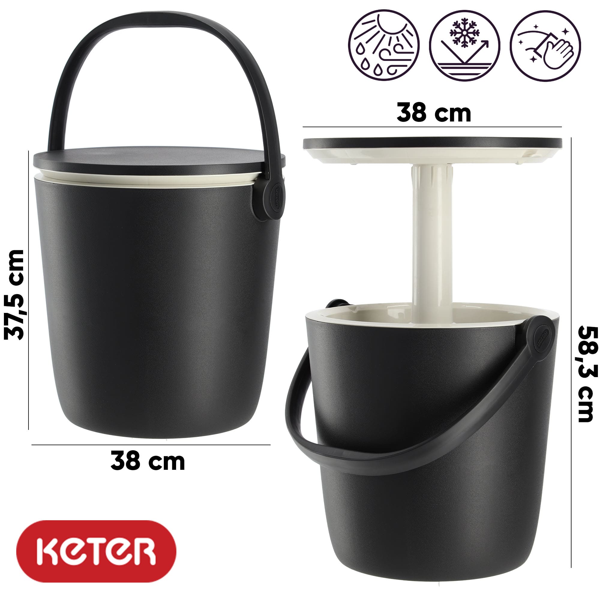 Przenośny barek ogrodowy 2w1 Keter Go Bar, czarny