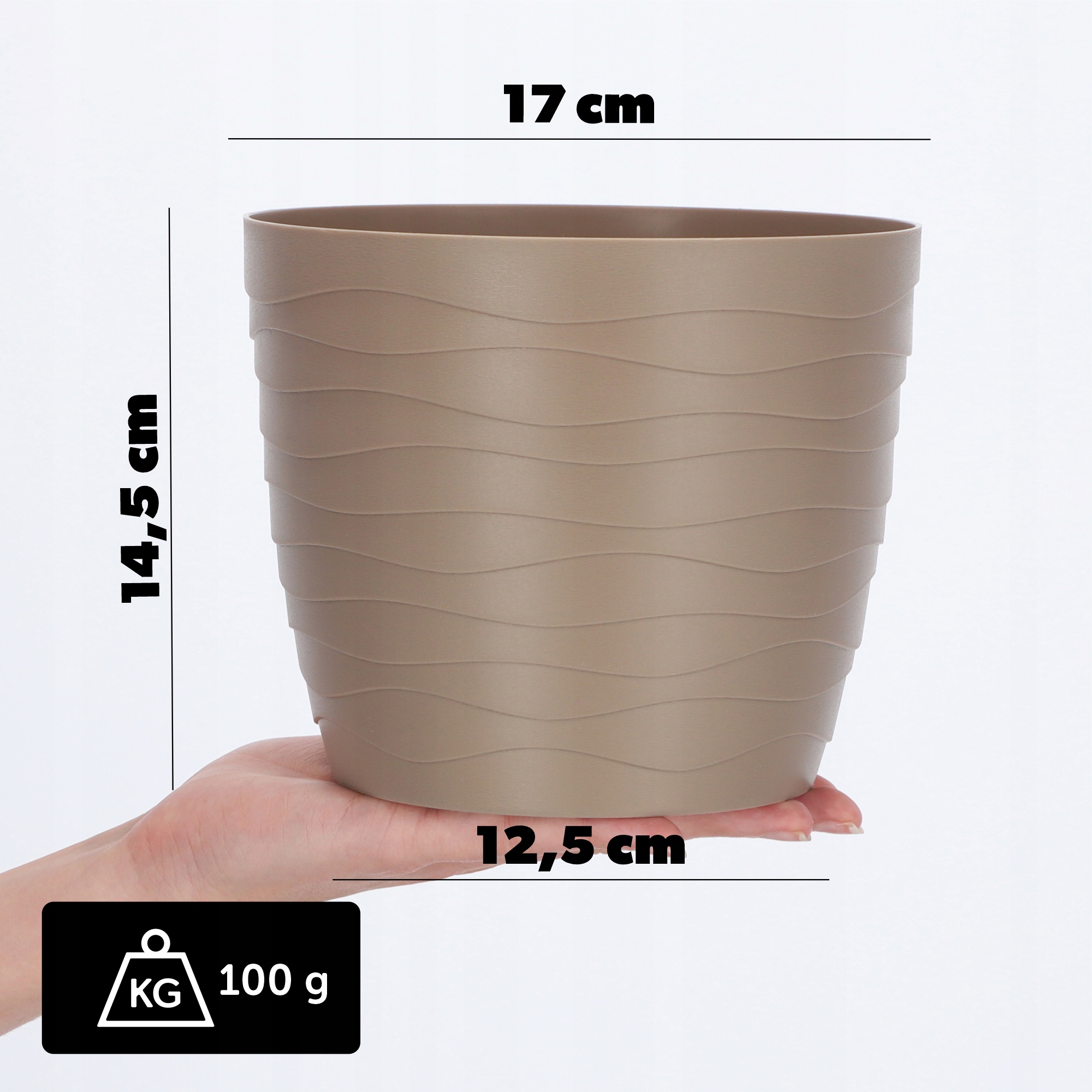 Doniczka okrągła Ufra 17 cm, beżowa