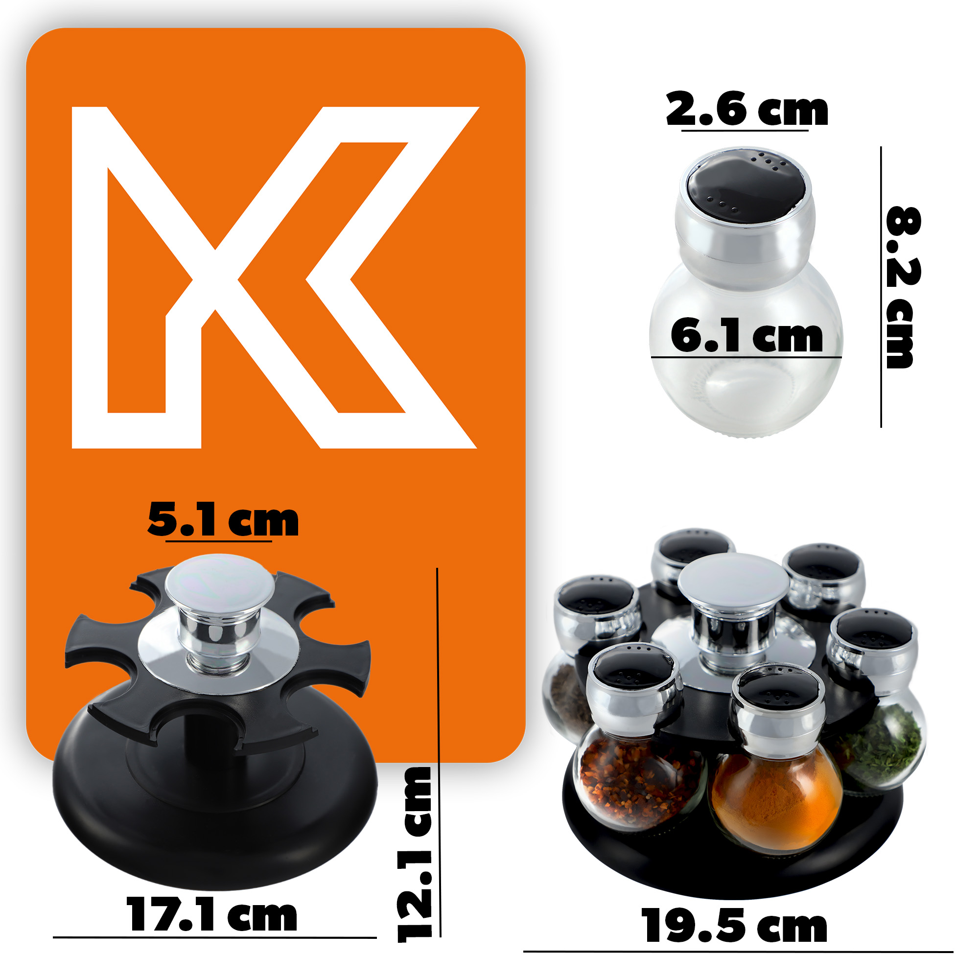 Obrotowy stojak na przyprawy 90 ml 6 szt.