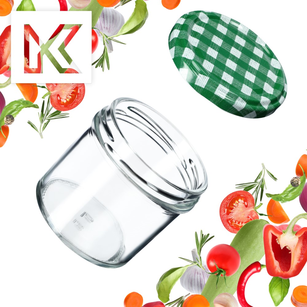 Słoiki Vigo 140ml 100szt fi 66 mm + wieczko "Zielona krata"