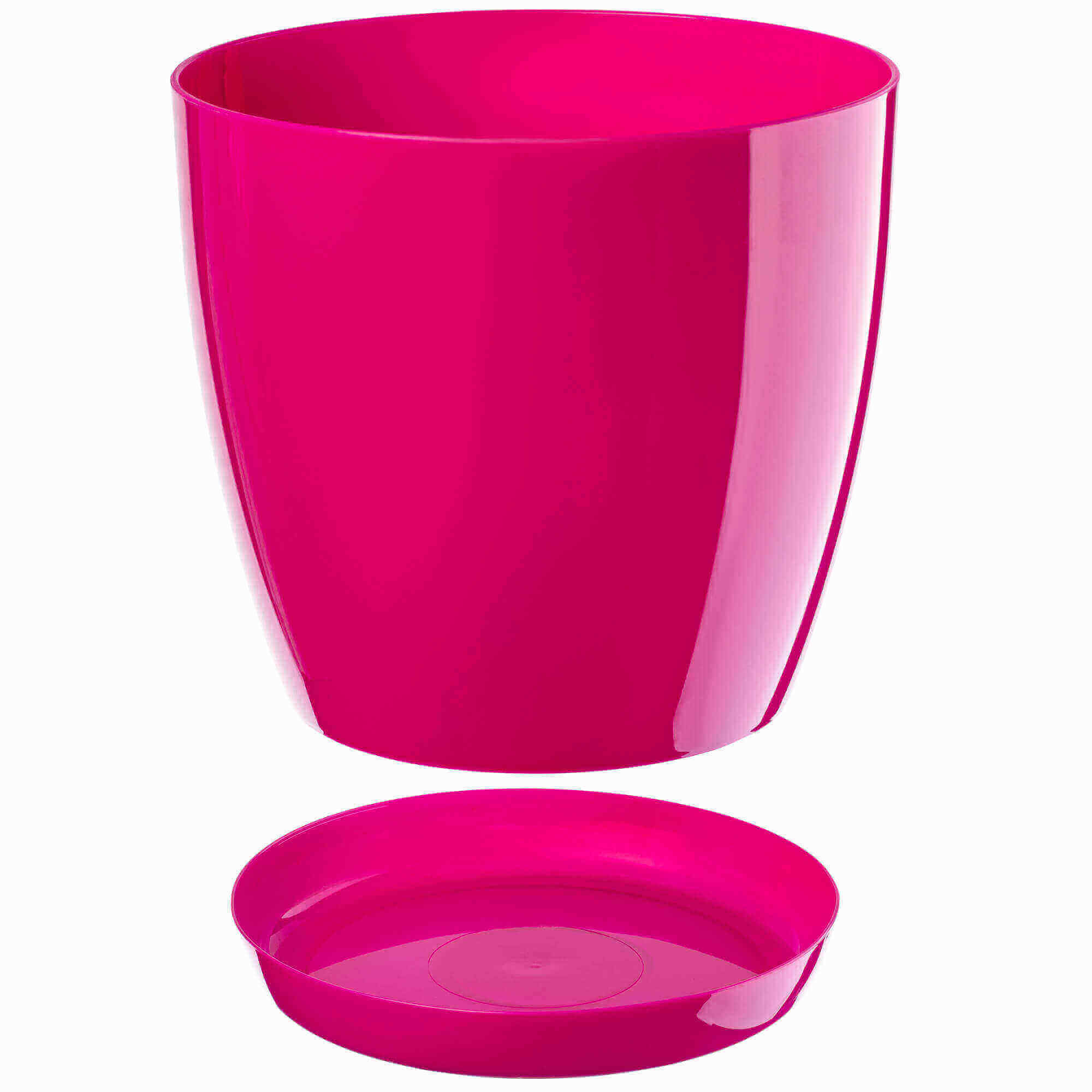 Doniczka na kwiaty z podstawką 12 cm, różowa