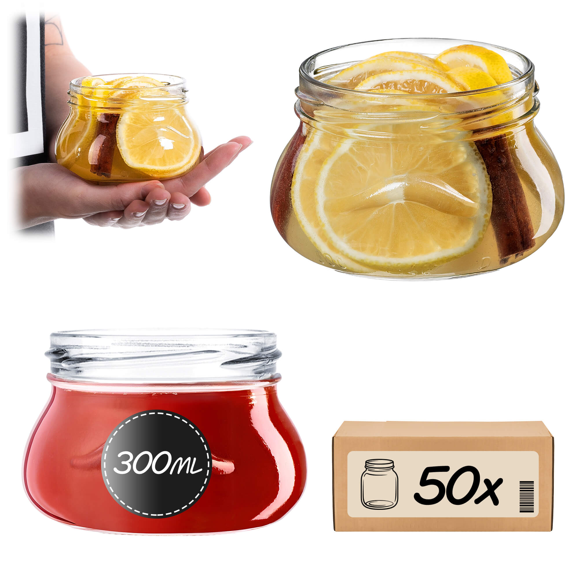 Słoiki na przetwory Raja 300ml 50szt fi 82 mm bez wieczka