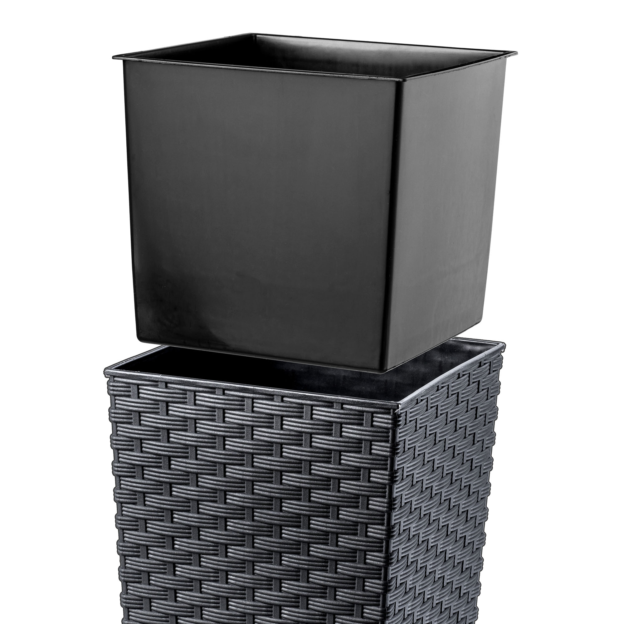 Donica z wkładem rattan Pesaro 30 cm, grafit