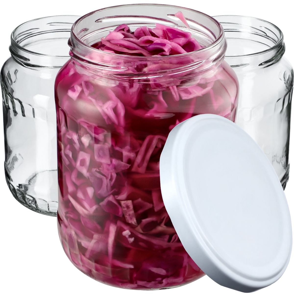 Słoiki na przetwory Jukka 720ml 16szt fi 82 mm + wieczka białe