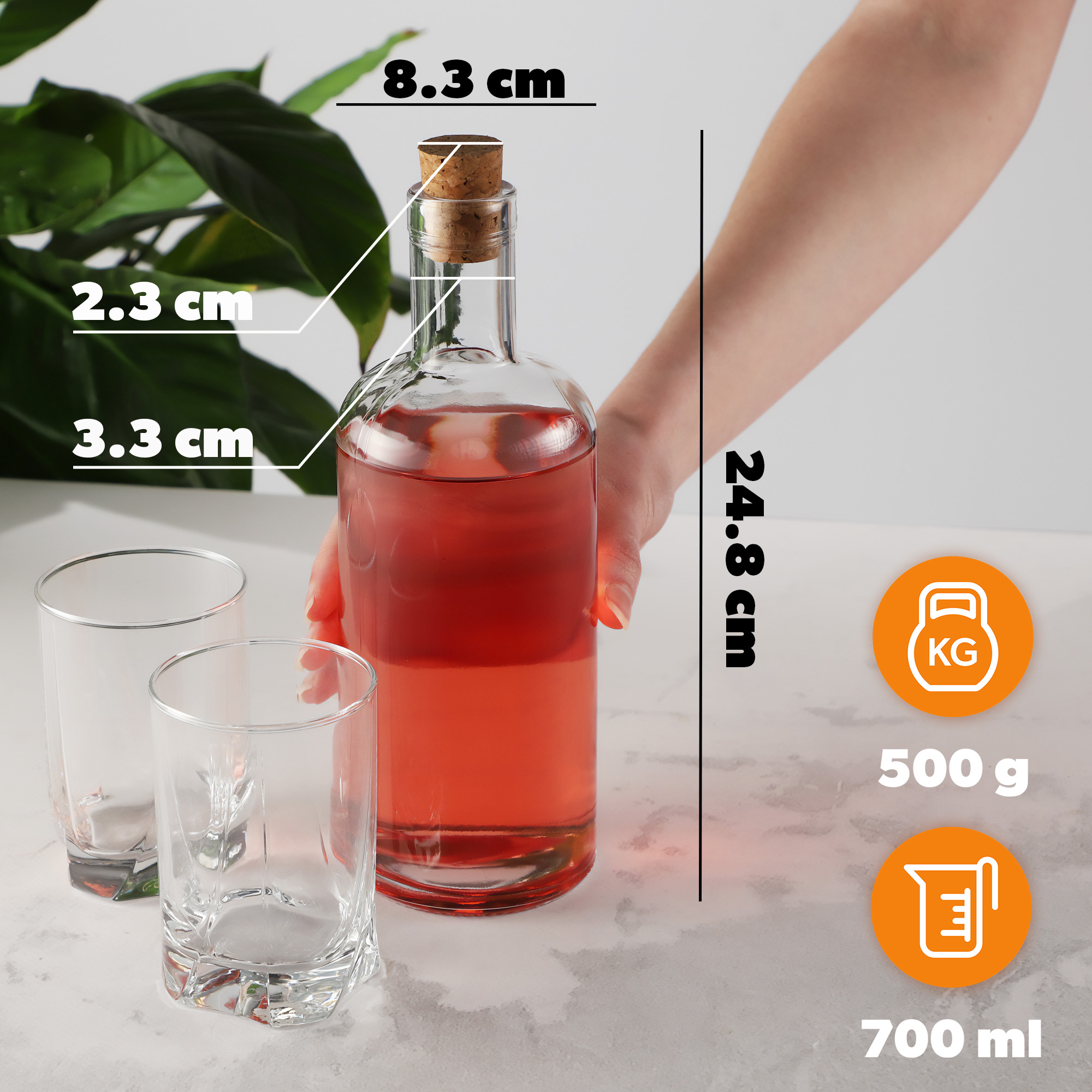 Butelka z korkiem 700 ml, 12 szt.