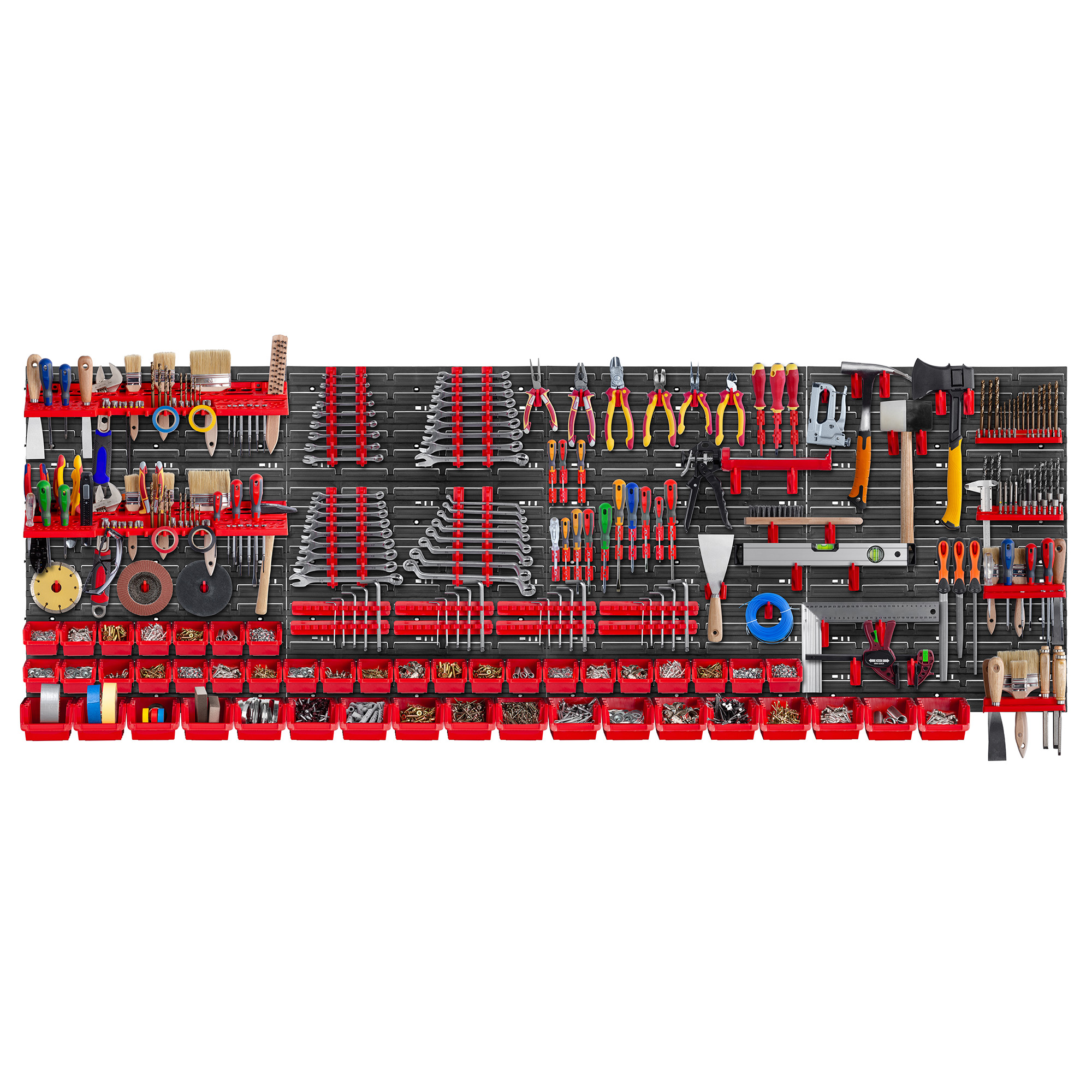 Tablica warsztatowa Lokke 132 elementy 232 x 78 cm, czerwona
