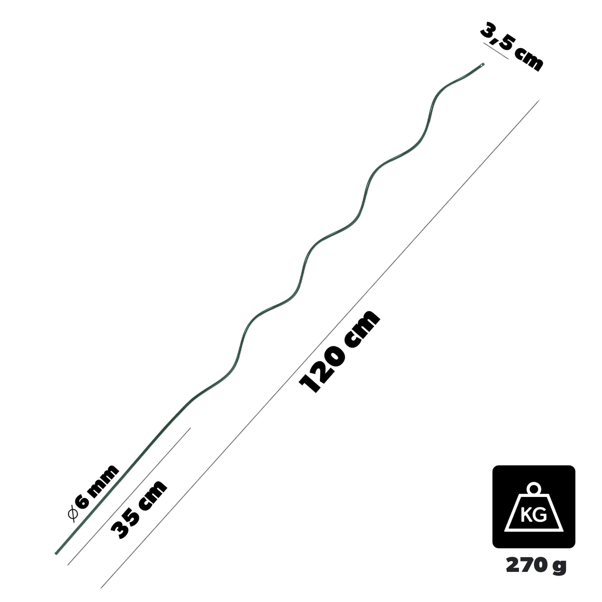 Tyczka spiralna do roślin Langeot 120 cm stal + PE 10 szt.