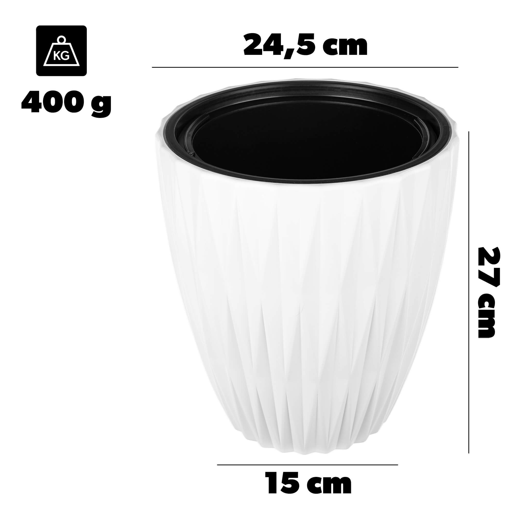 Doniczka Caro 25 cm, biała, 1 szt.