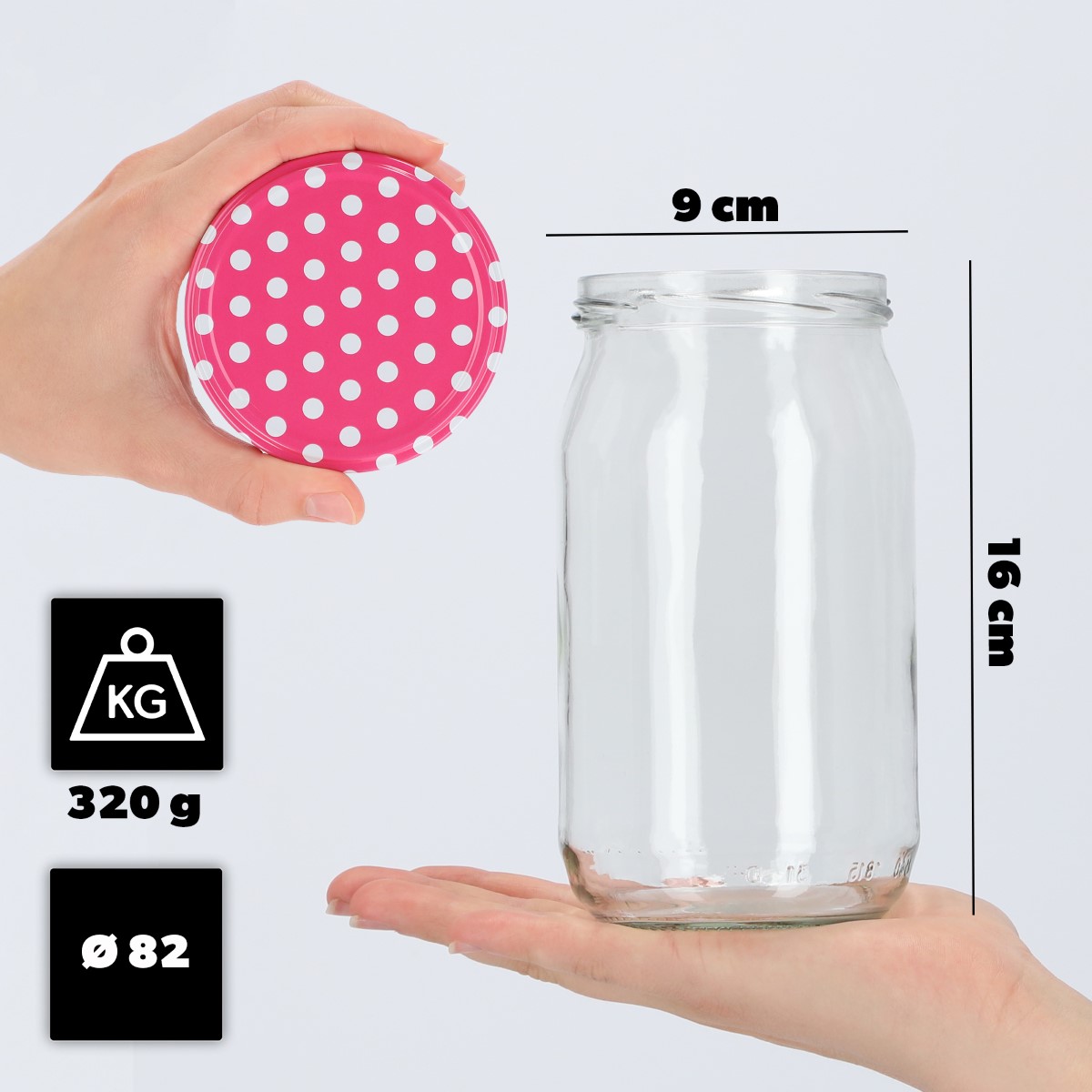 Słoiki na przetwory Niva 760ml 24szt fi 82 mm + wieczka "Groszek różowy"