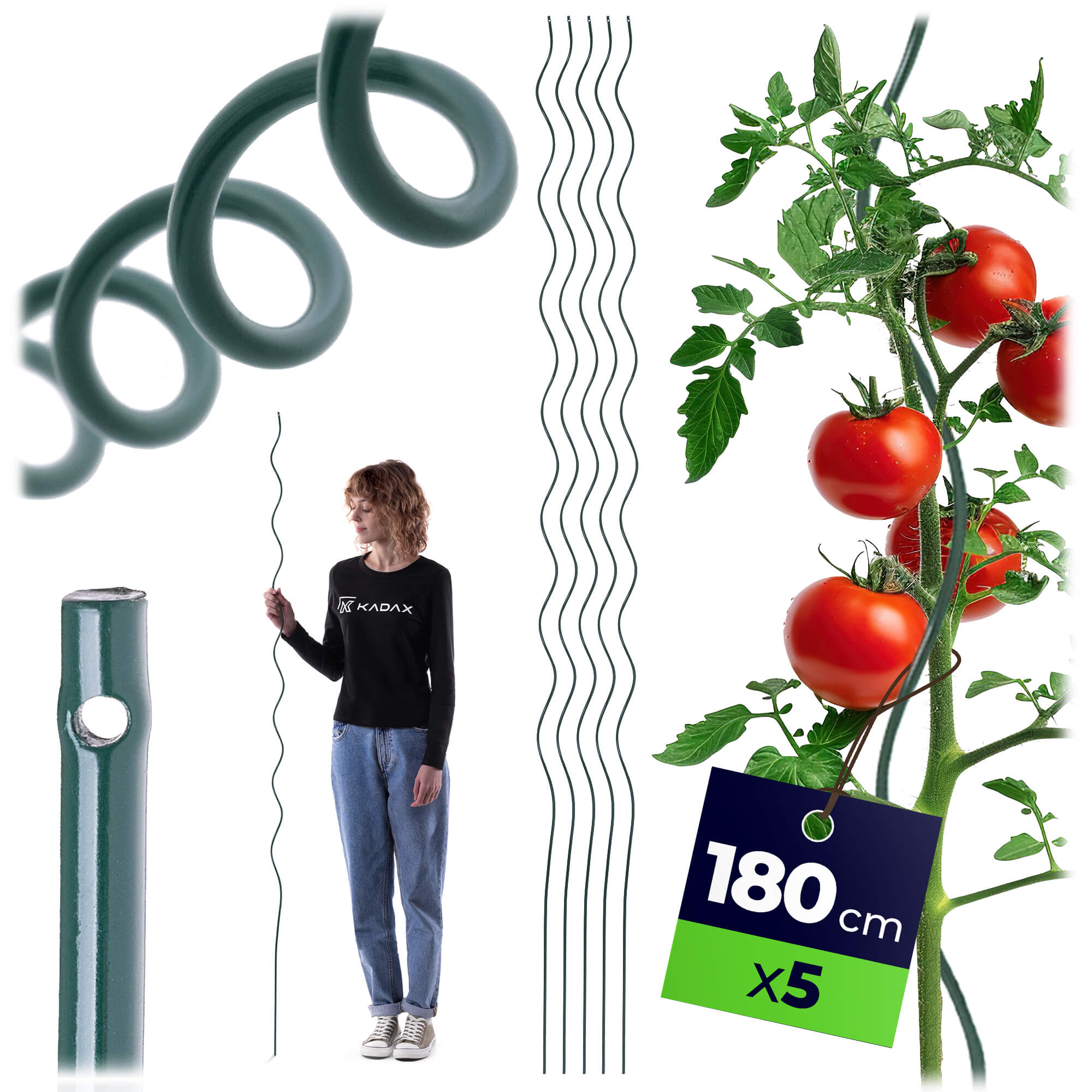 Tyczka spiralna do roślin Langeot 180 cm stal + PE 5 szt.