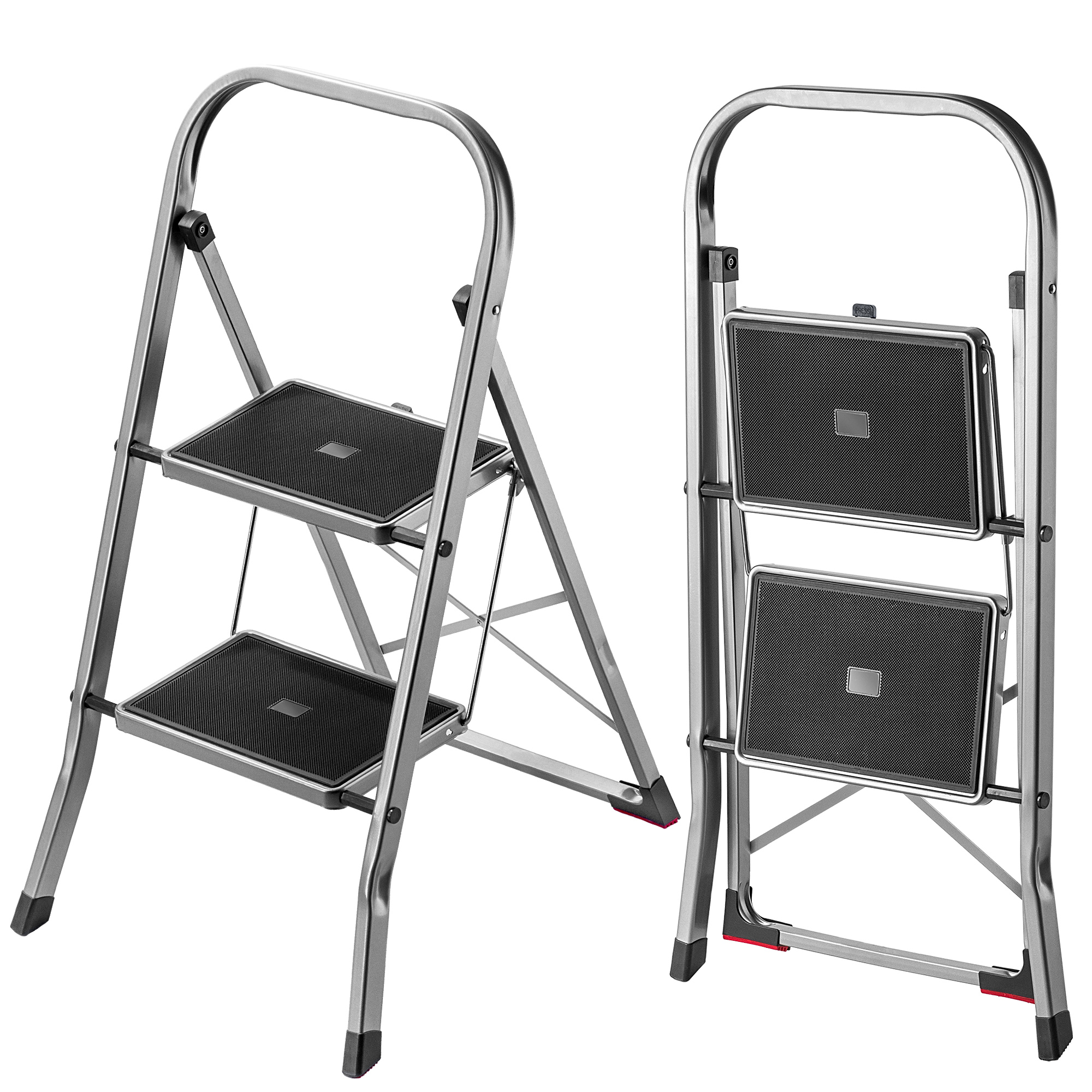 Drabinka aluminiowa Borne 2 stopnie, srebrna