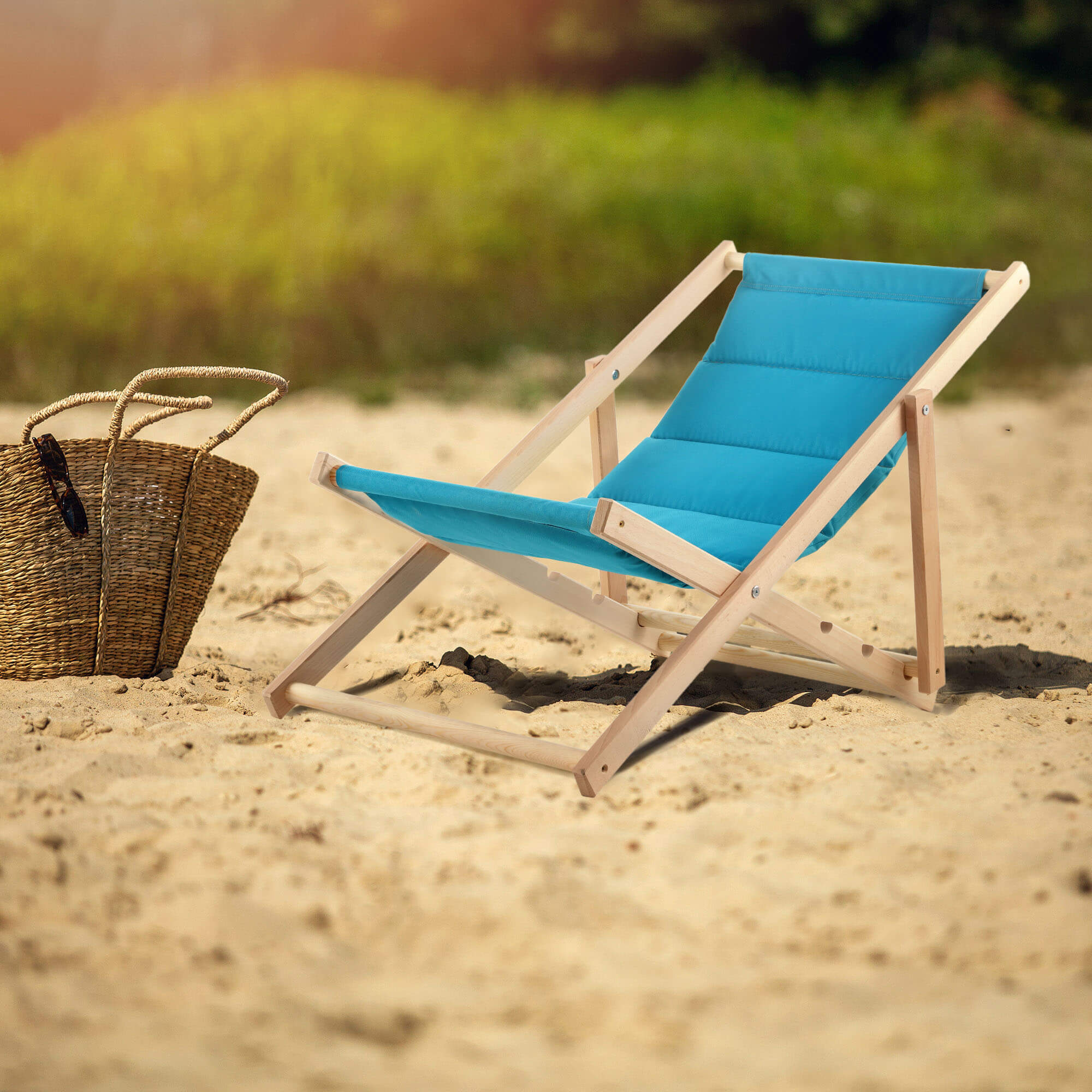 Leżak plażowy bez zagłówka Troia, niebieski