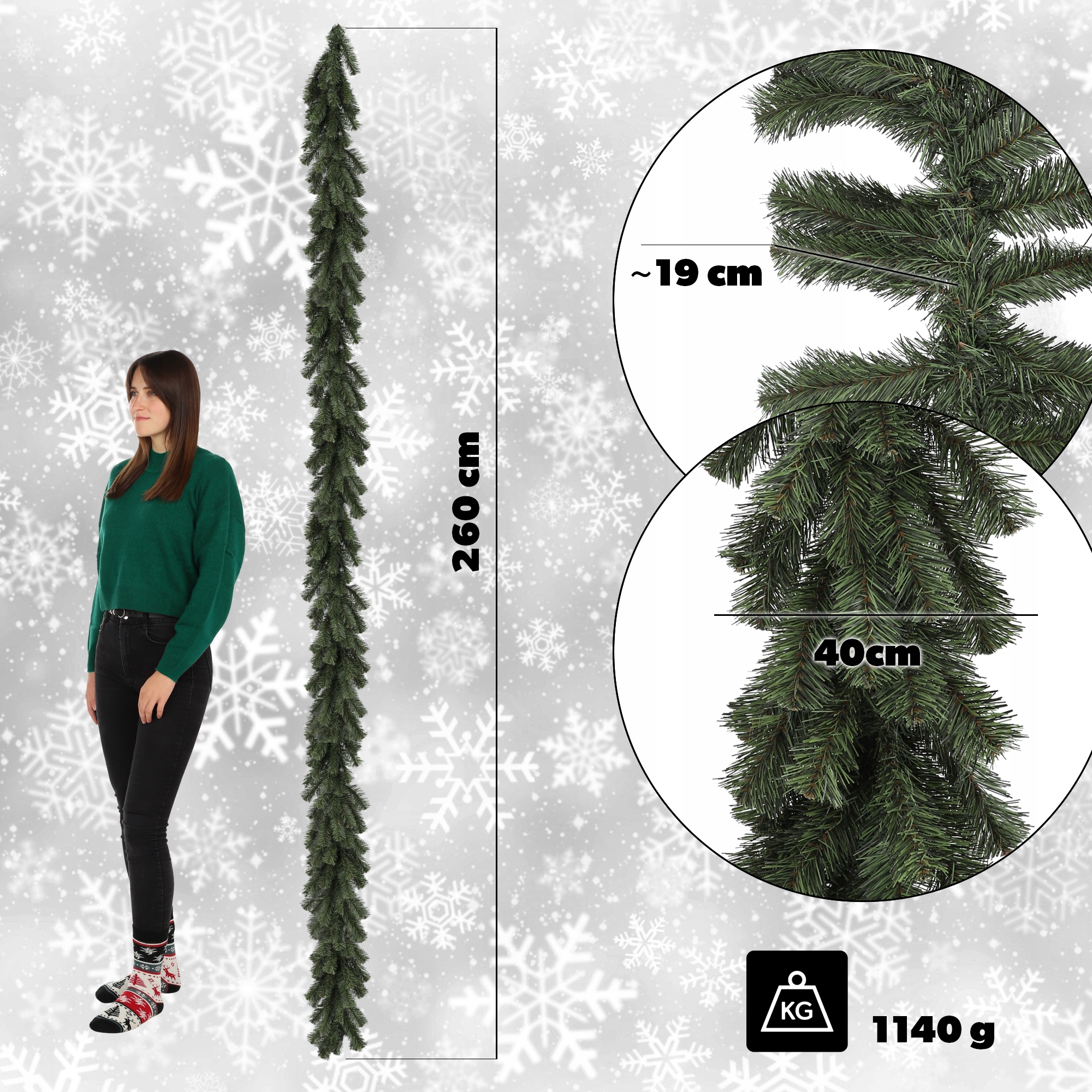 Girlanda świąteczna choinkowa Rennes 260cm