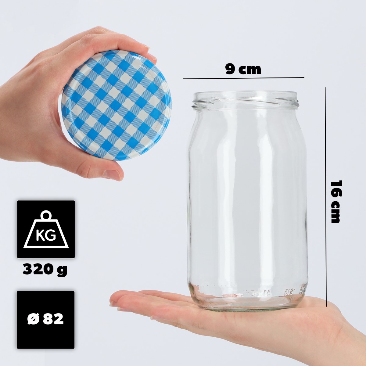 Słoiki na przetwory Niva 760ml 48szt fi 82 mm + wieczka "Niebieska Krata"