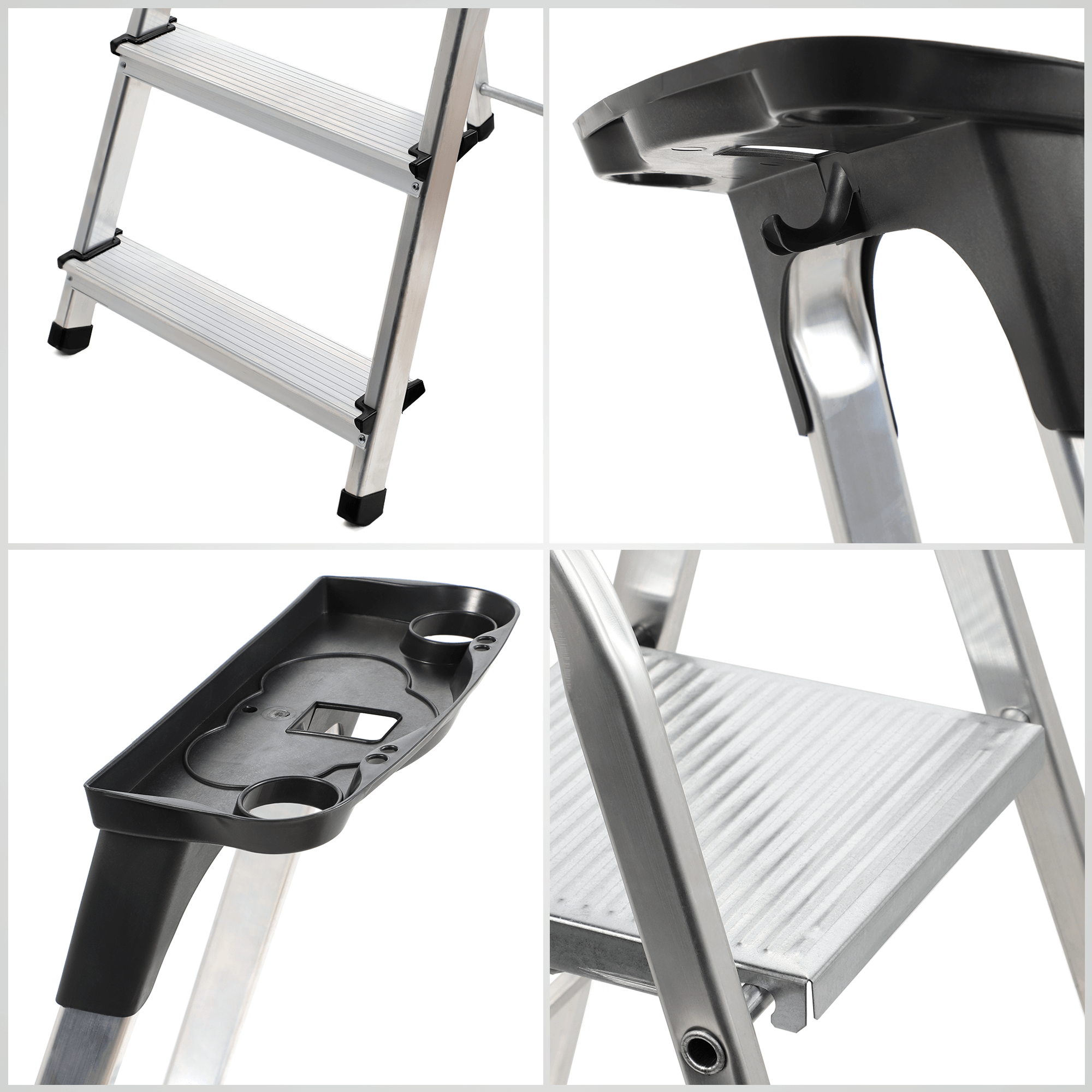 Drabina aluminiowa z podestem Vulvik, 5 stopni, 125 kg