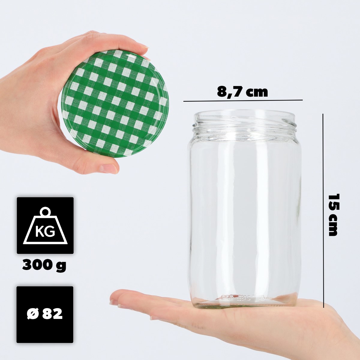 Słoiki na przetwory Niva 720ml 48szt fi 82 mm + wieczka "Zielona Krata"