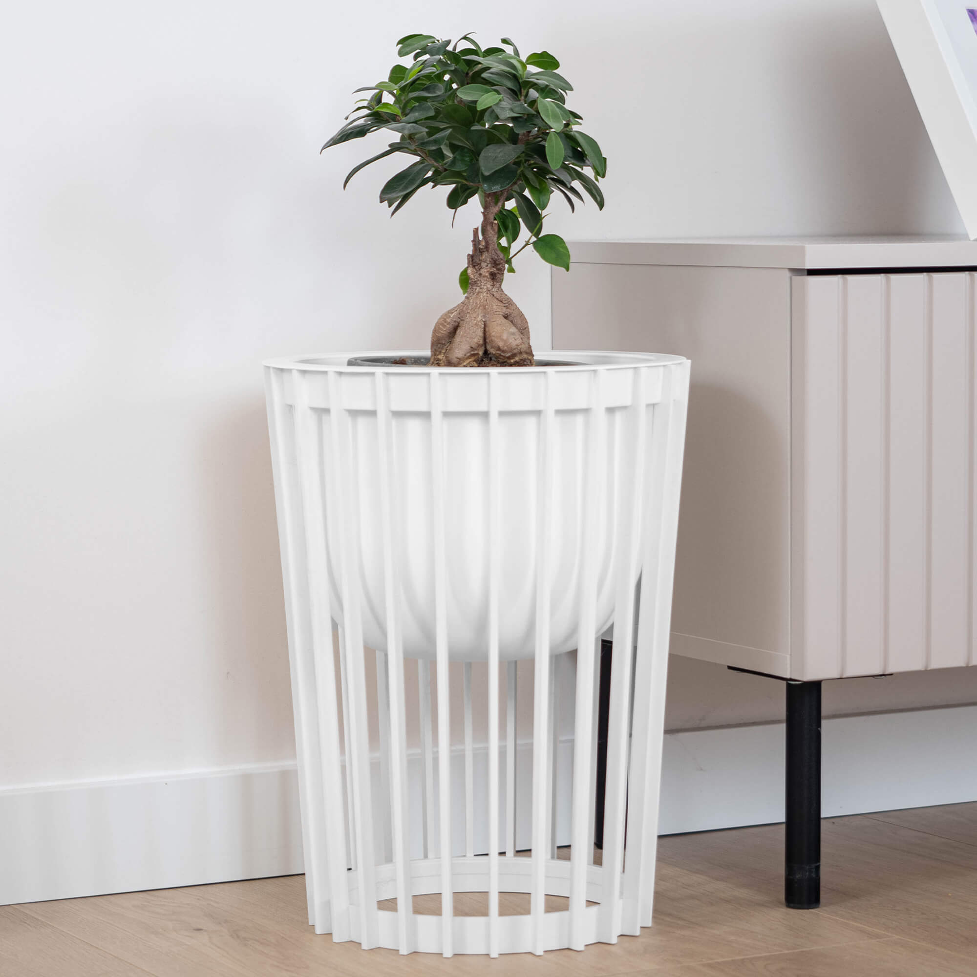 Kwietnik dwustronny Aytre 40 cm biały + 2 wkłady