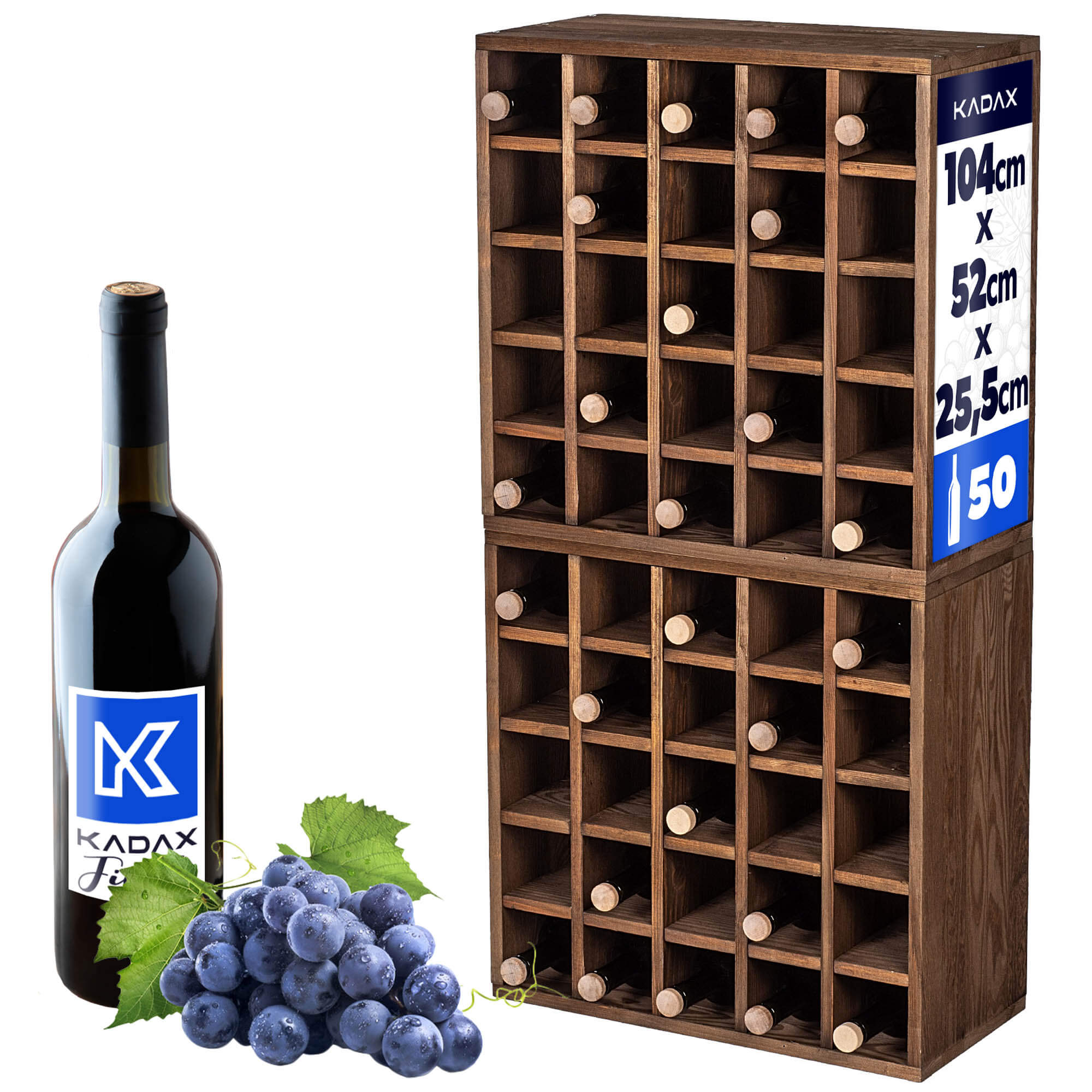 Regał na wino Loreo szachownica drewniany ciemny brąz 2szt