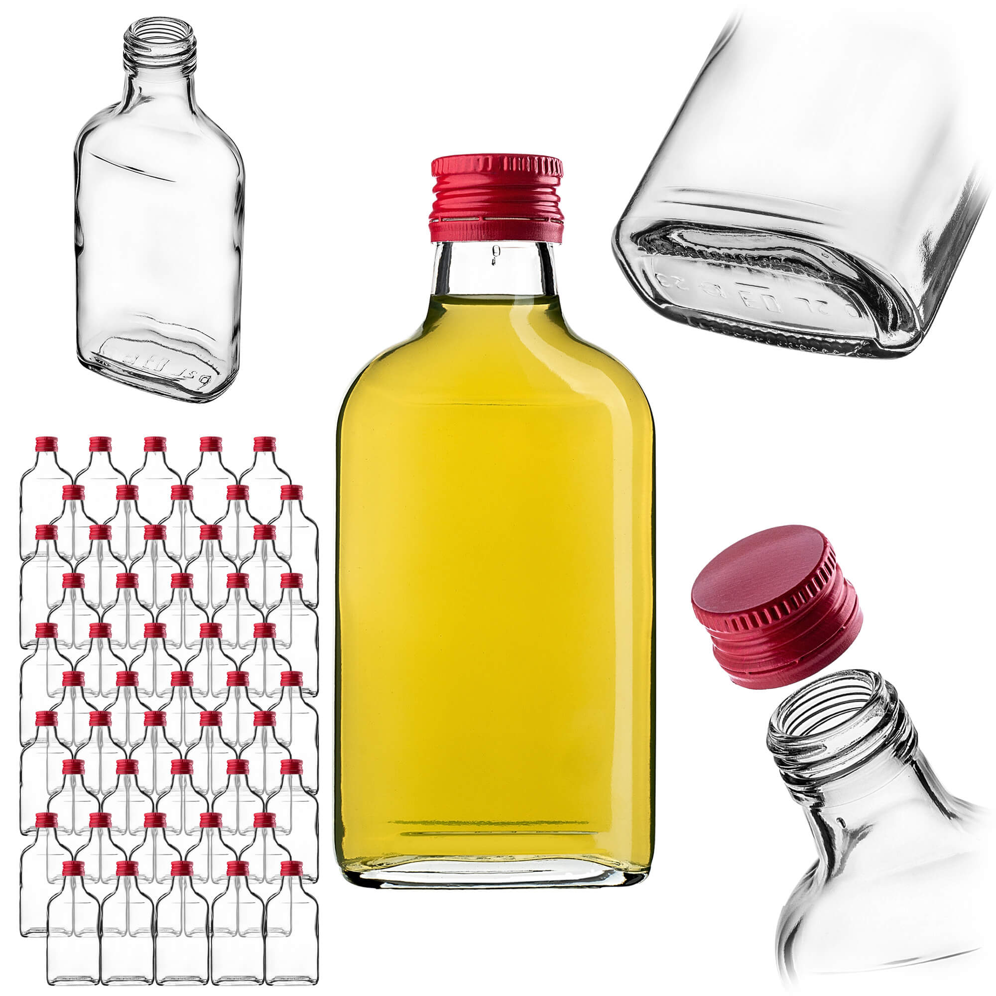 Butelka piersiówka Viane 200ml z czerwoną zakrętką 50 szt.