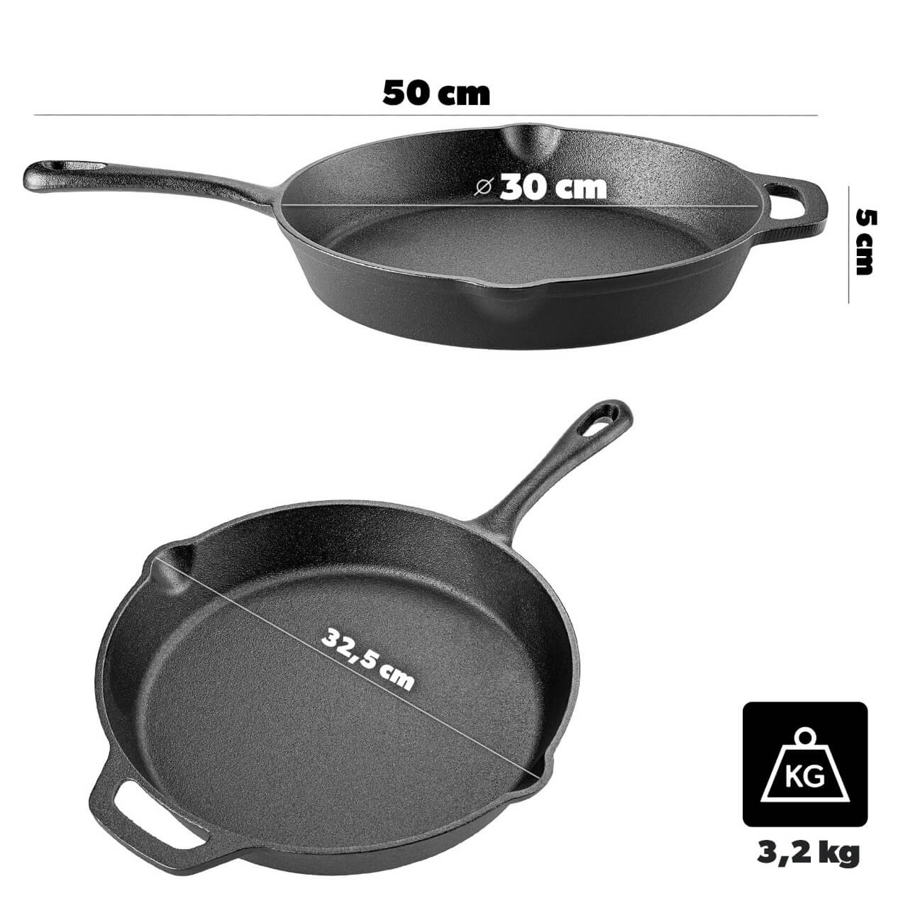 Zestaw patelni żeliwnych Prese 20 cm + 30 cm czarny