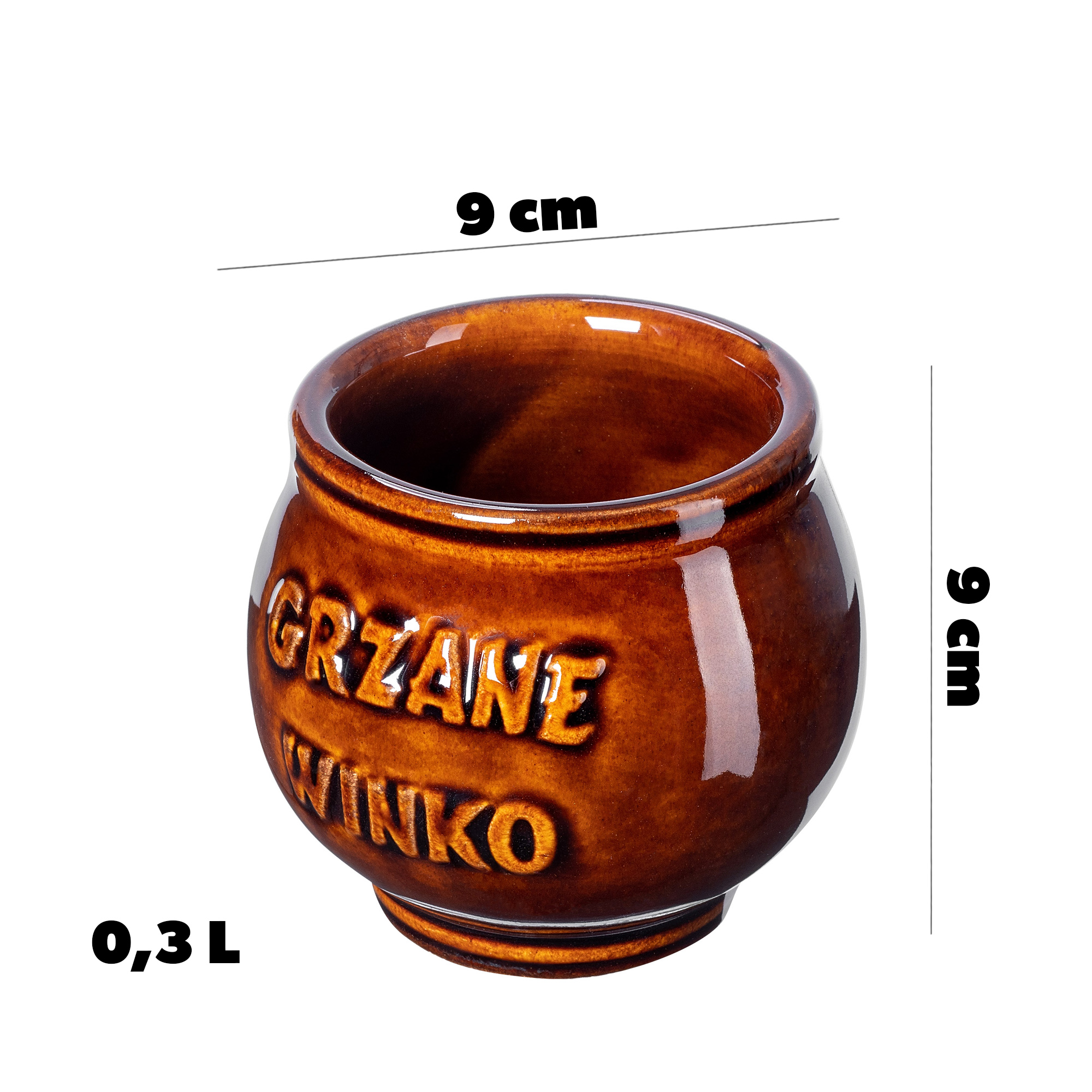 Kubek kamionkowy Olympia 0,3L z napisem "Grzane Winko", 4 szt.