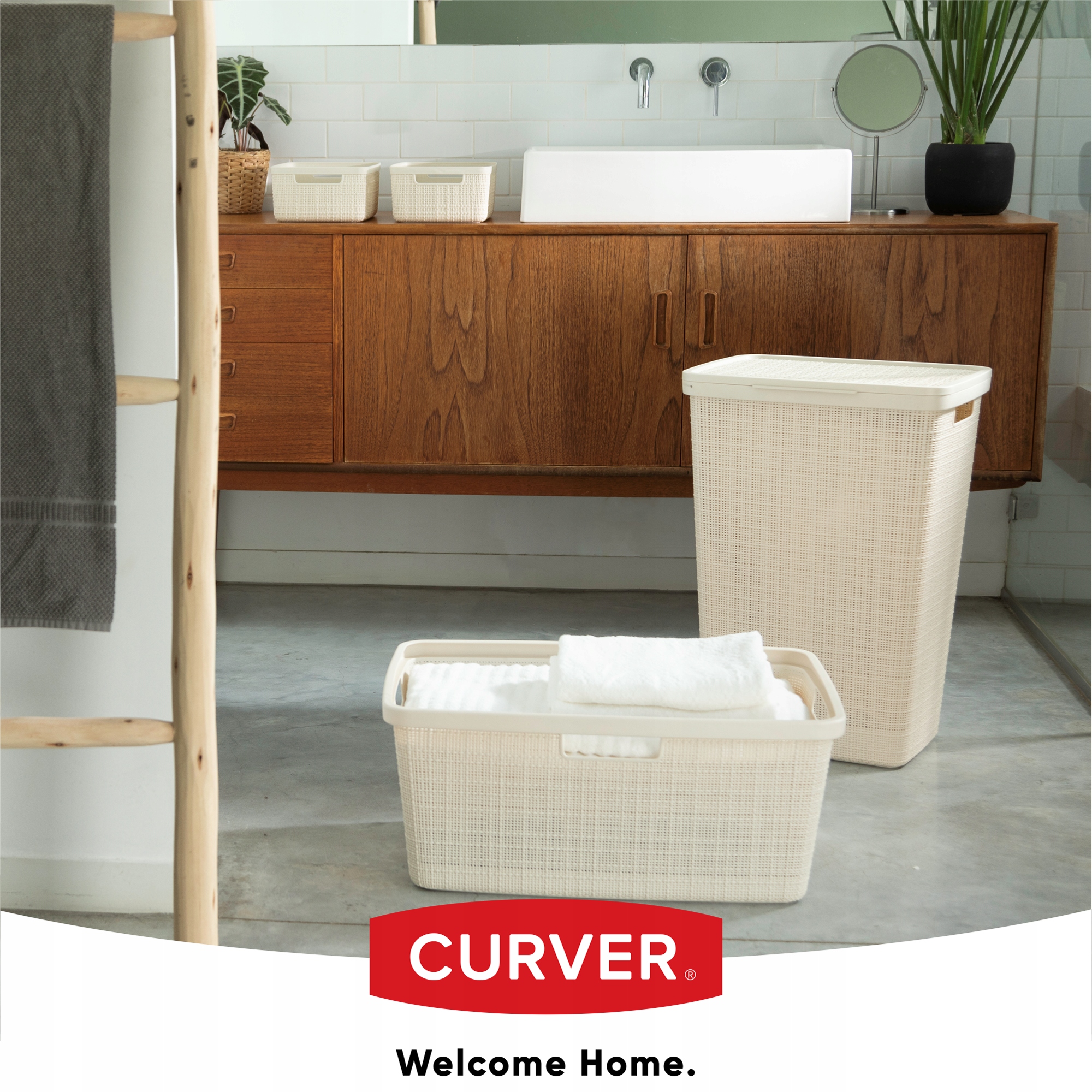 Pojemnik na bieliznę Curver Jute 46L kremowy