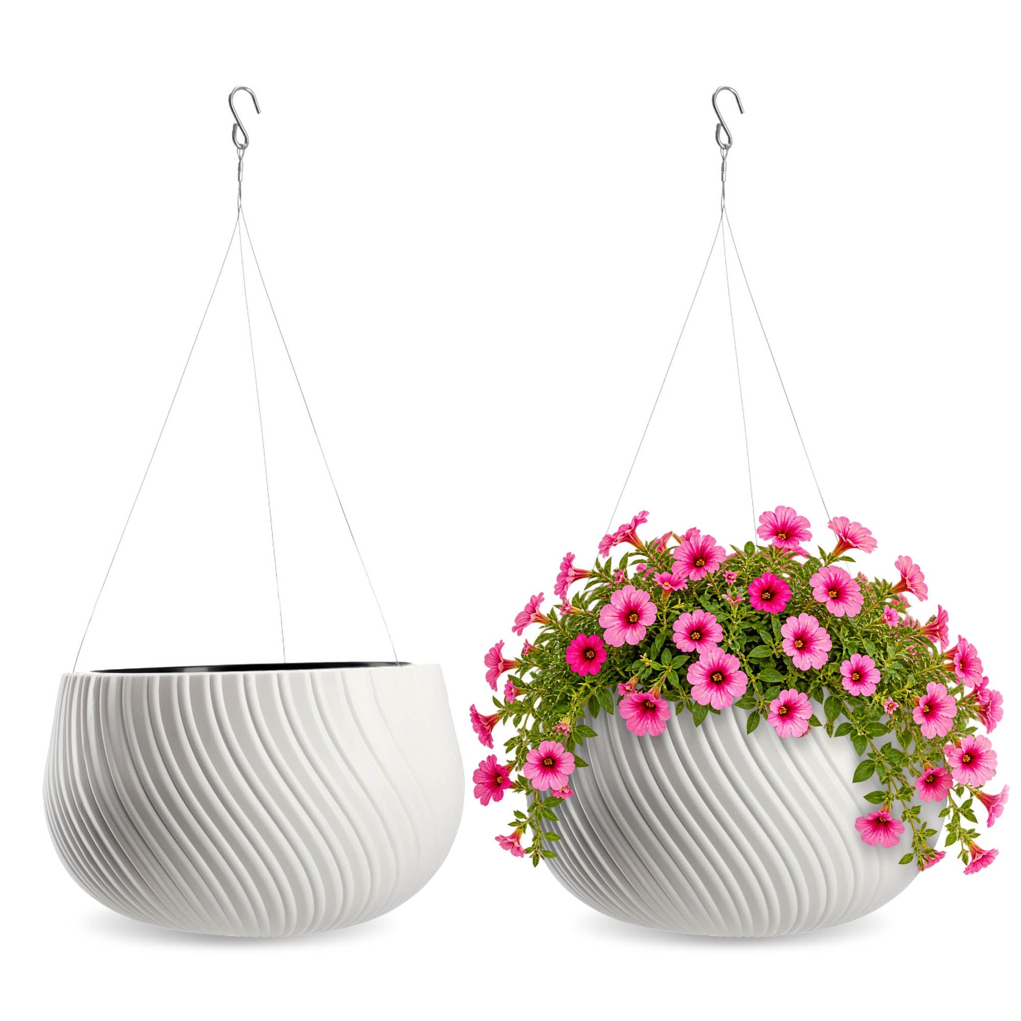 Doniczka wisząca z wkładem Rucas 29 cm, biała