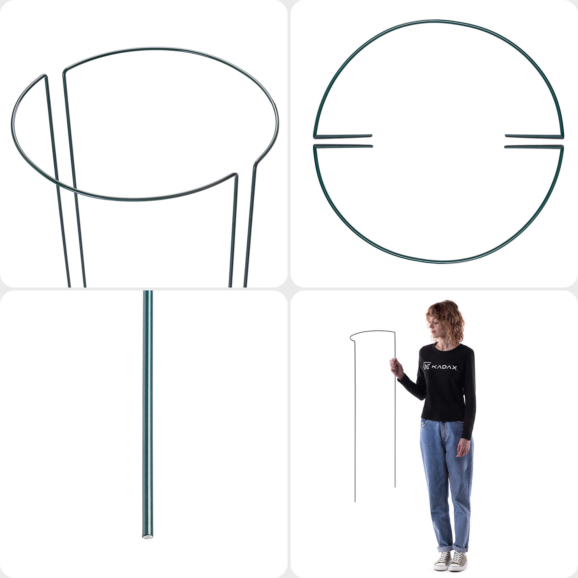 Podpora ogrodowa Mahet półkole 100 cm stalowa zielona 2 szt.