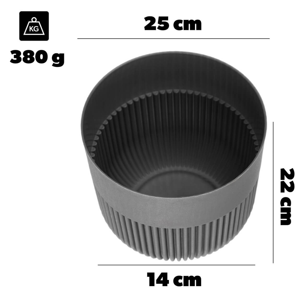 Doniczka osłonka Ornon 25 cm ciemny szary