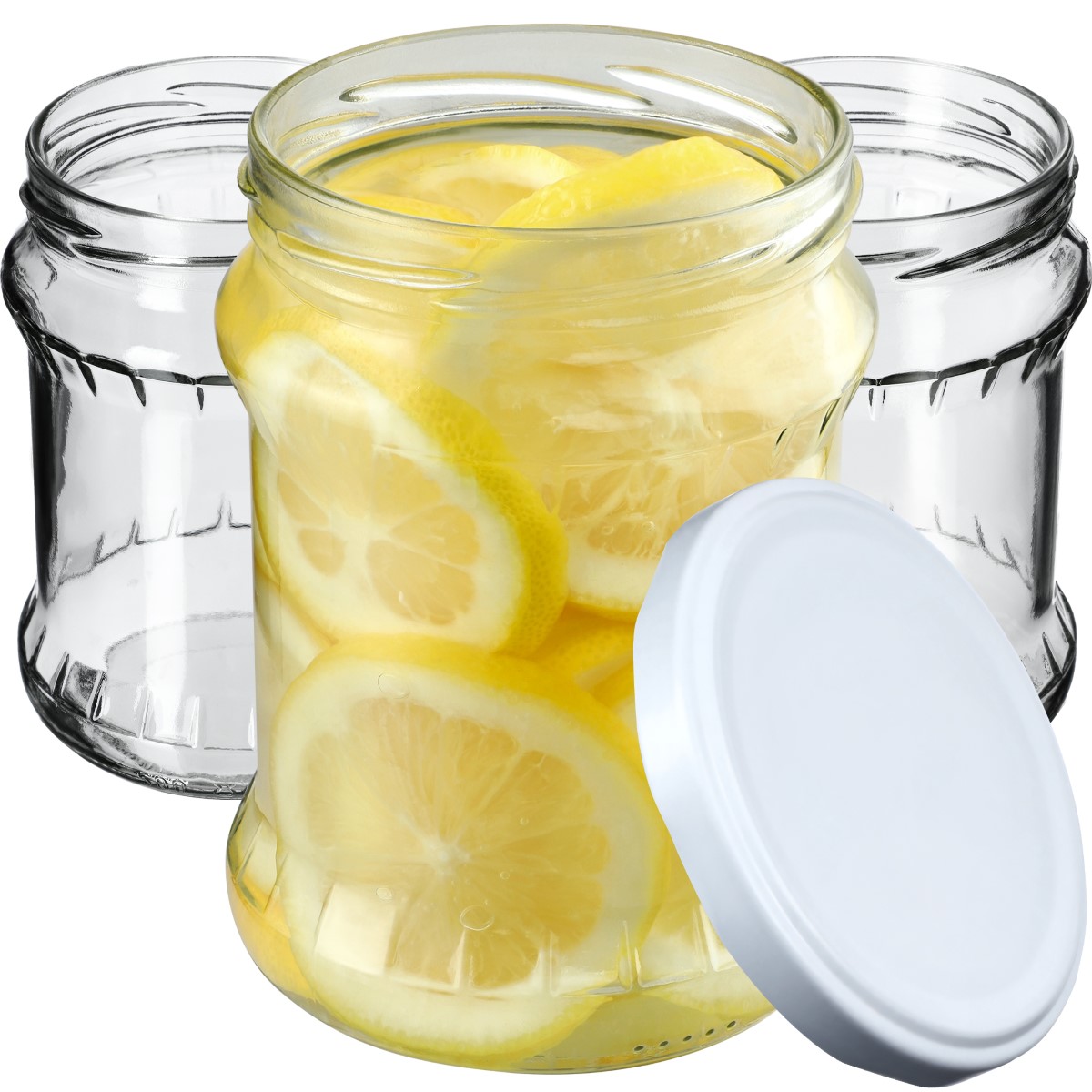 Słoiki na przetwory Kisko 500ml 24szt fi 82 mm + wieczka białe