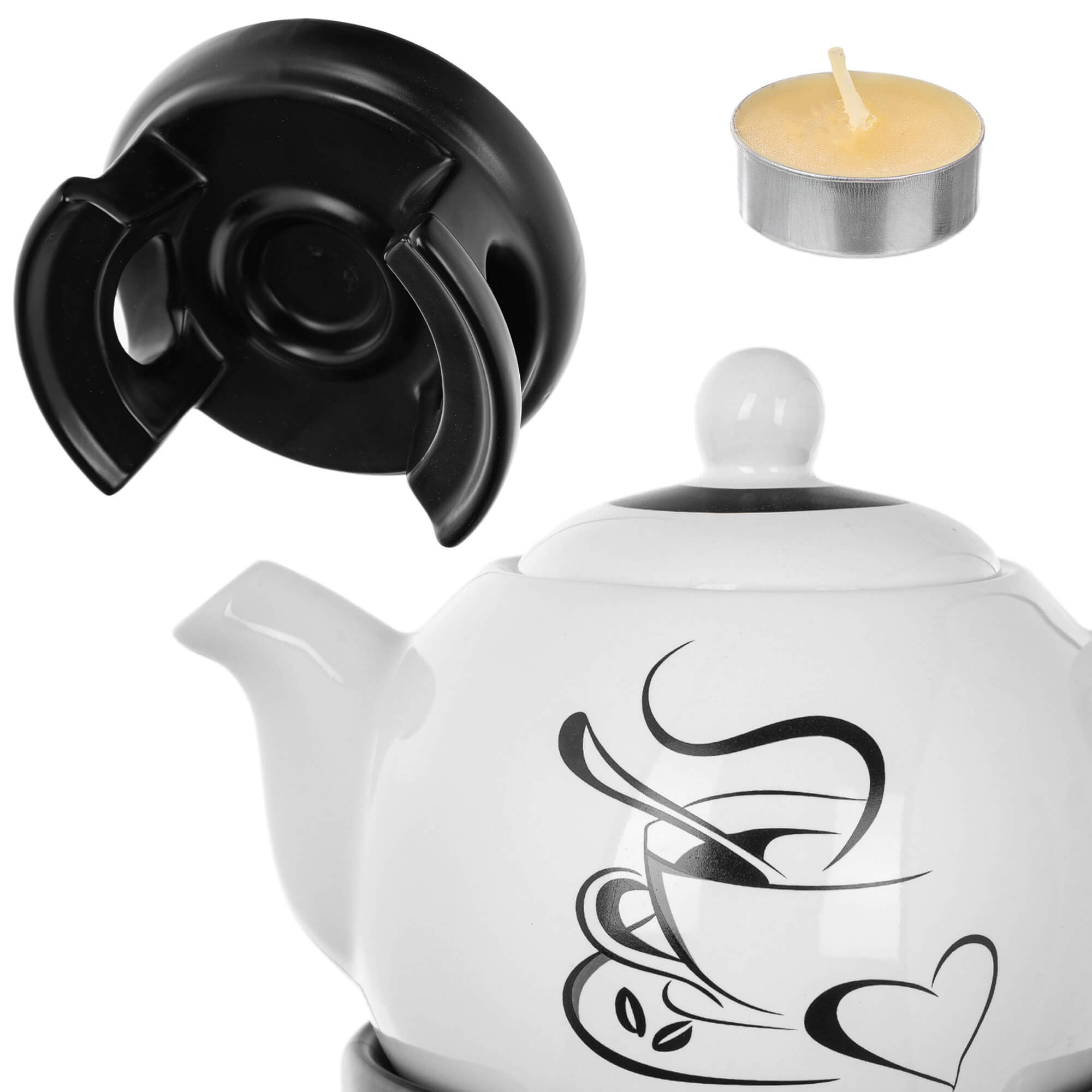 Dzbanek ceramiczny z podgrzewaczem Irais 1L serce