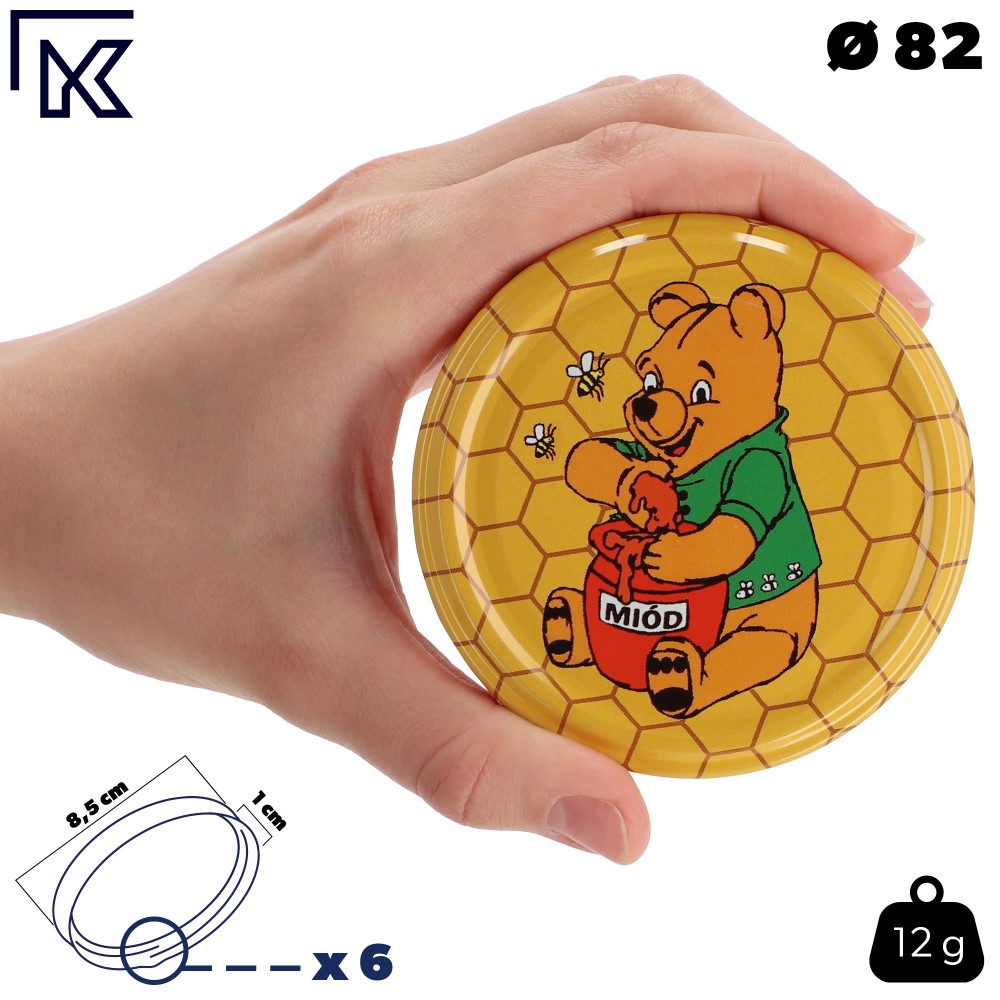 Metalowe wieczka do słoików Virbo 10szt fi 82 mm "Miód"