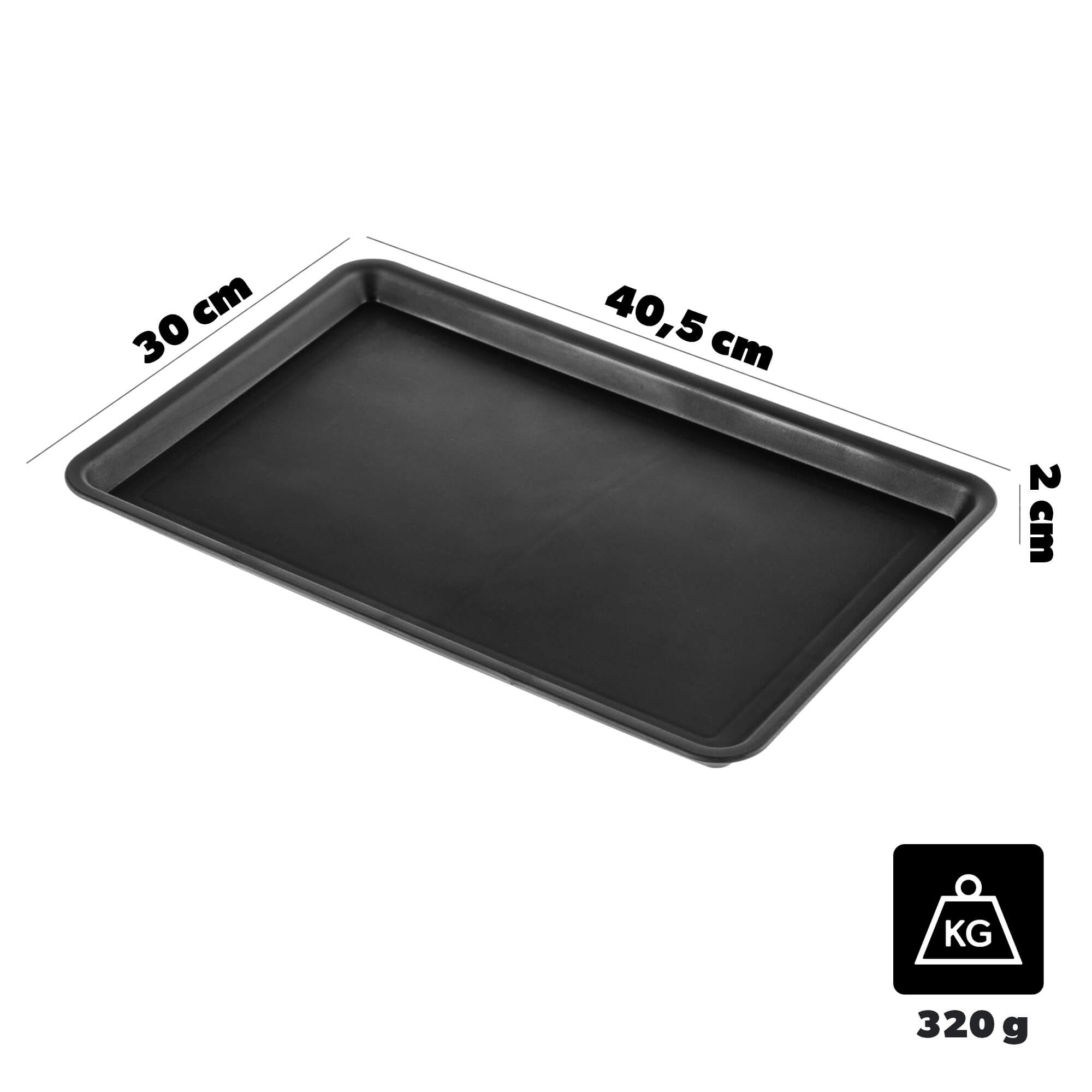 Taca plastikowa prostokątna Volpe czarna 40.5 x 30 cm