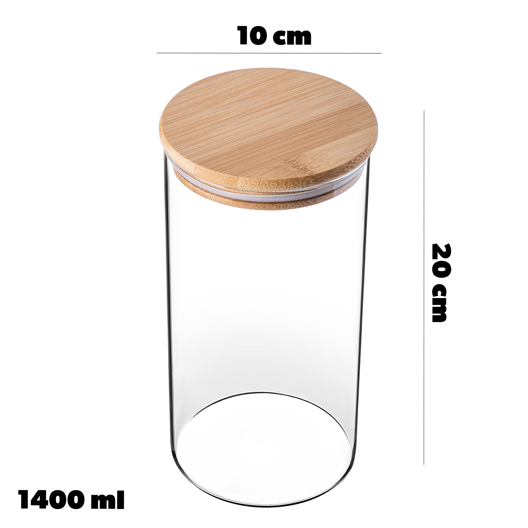 Pojemnik szklany Piney z bambusową pokrywą 1400ml
