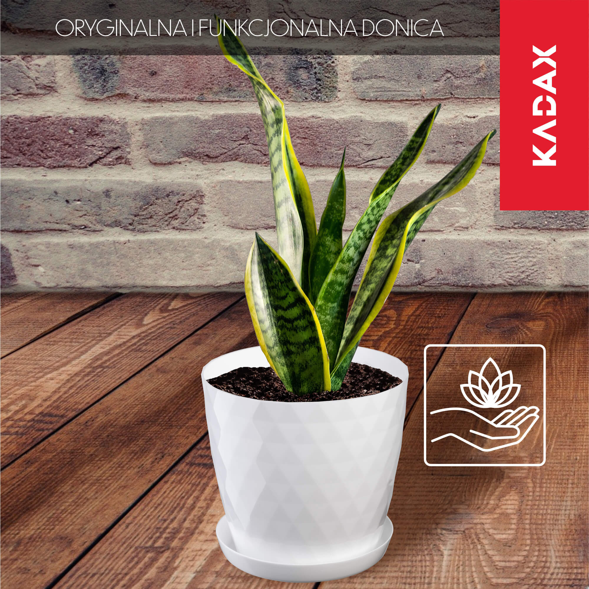 Doniczka na kwiaty z podstawką Amily 25 cm, biała