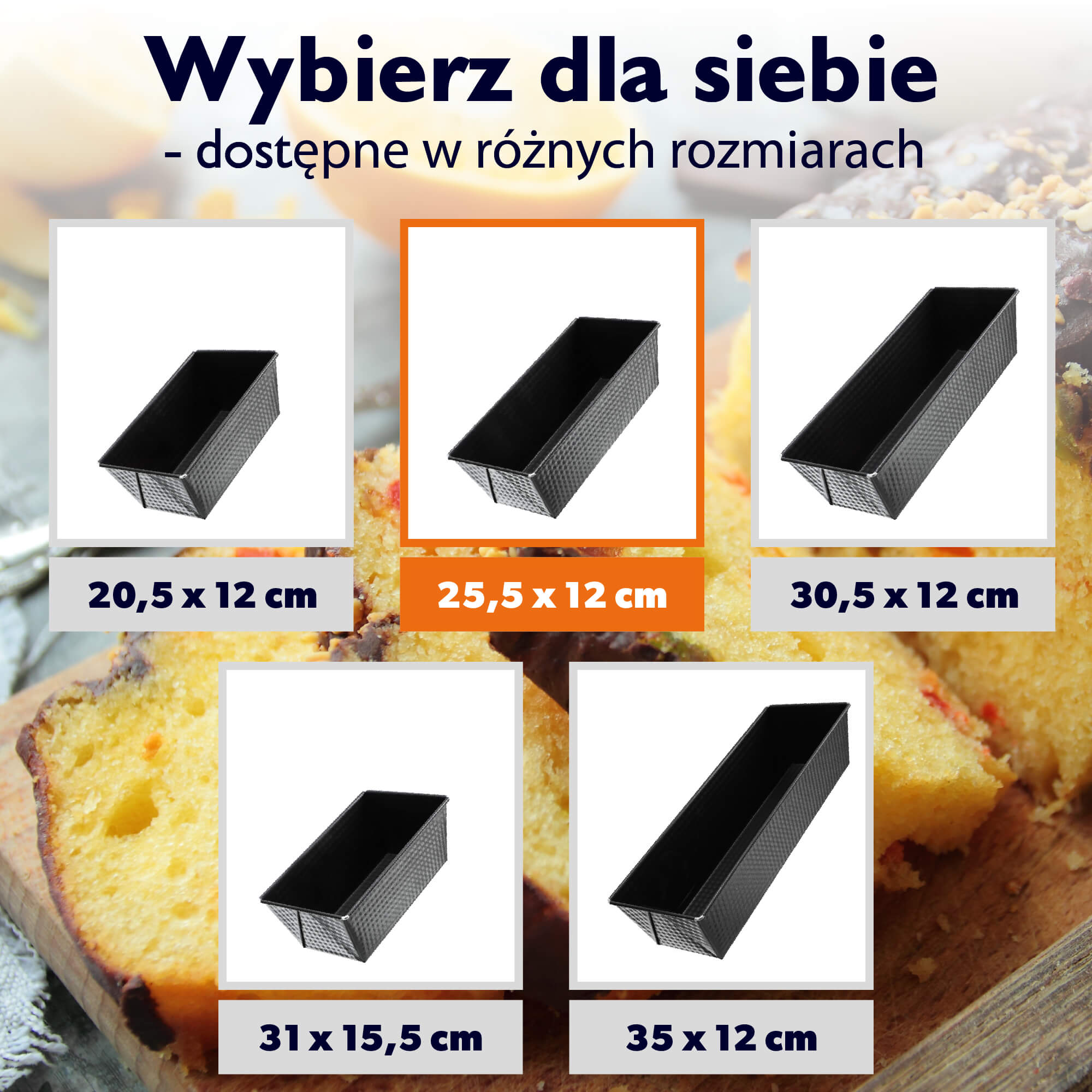 Keksówka do pieczenia wypieków Ellos 25 cm, czarna