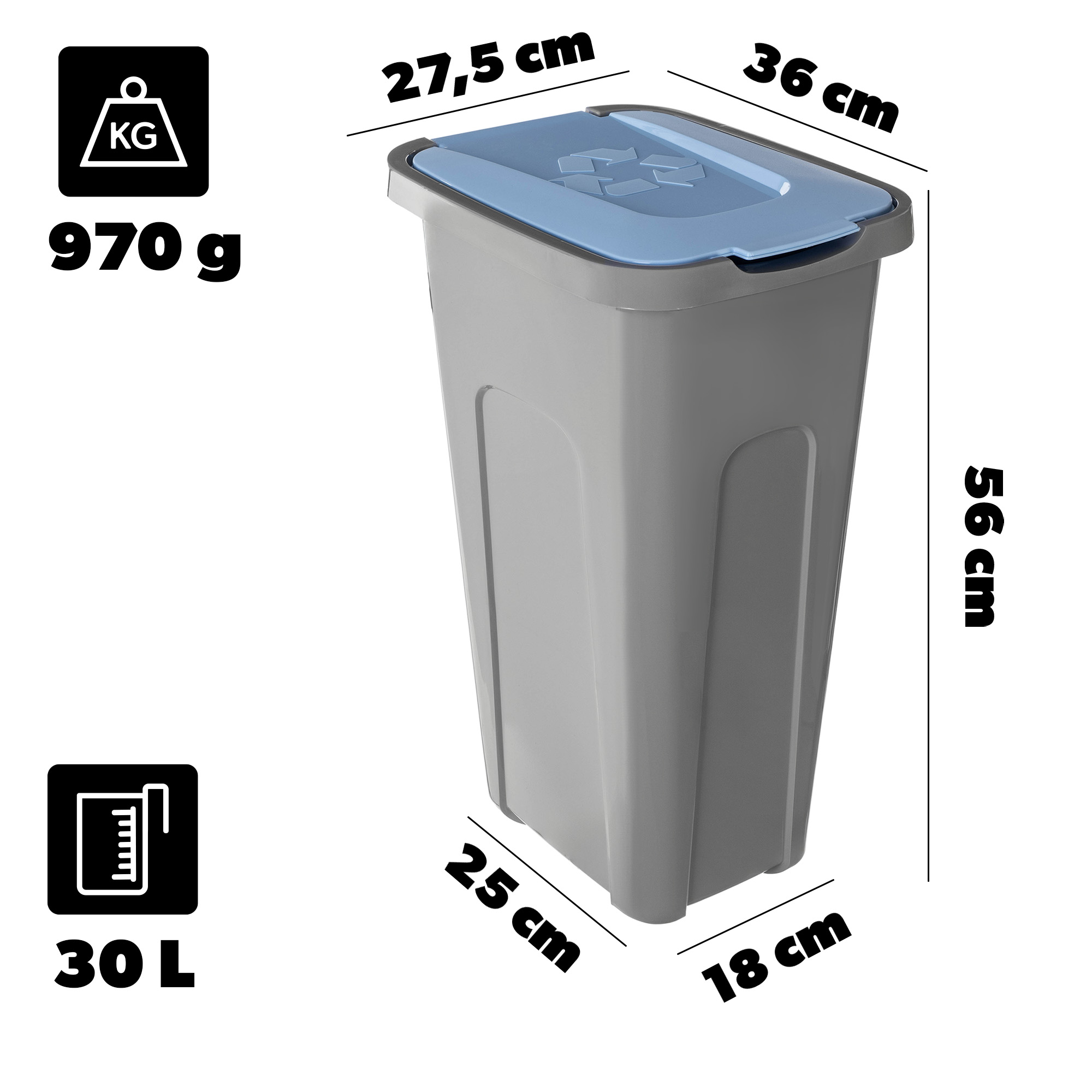 Kosz na śmieci Entrago 30L niebieski