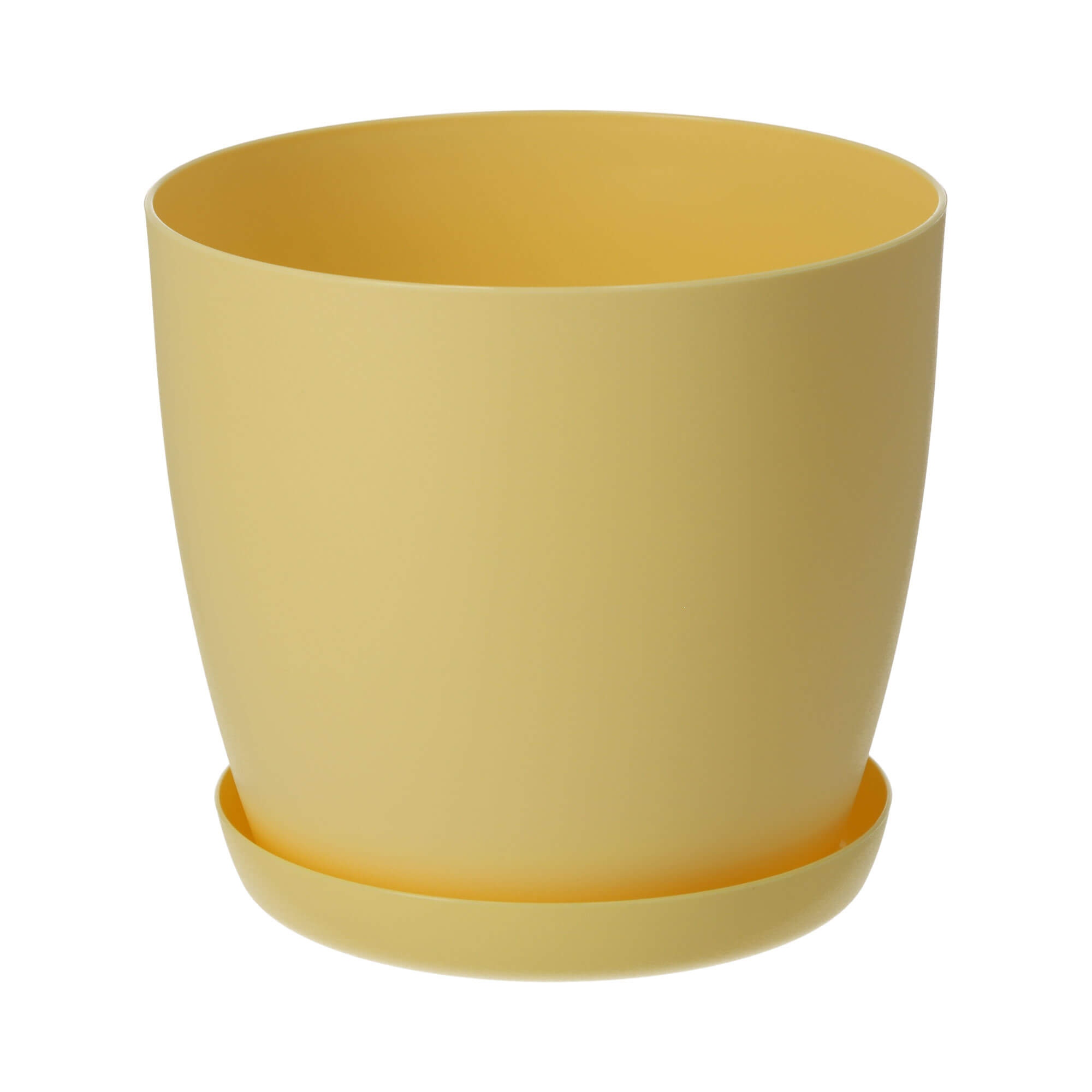 Doniczka Agen z podstawką 25 cm, żółta mat