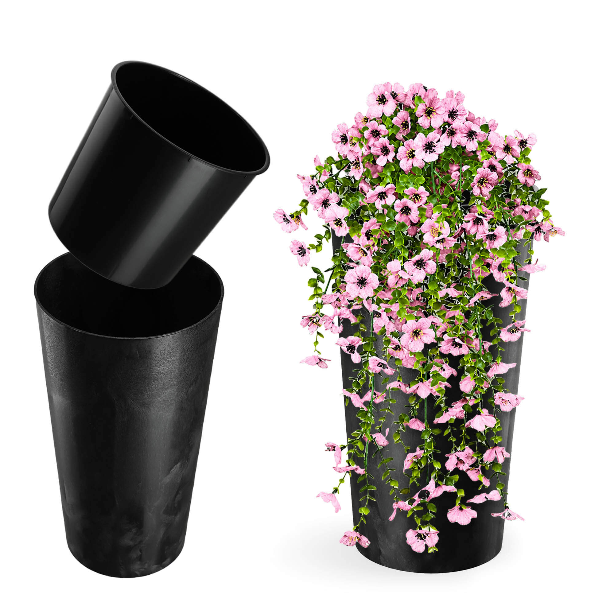 Doniczka na kwiaty Merag 30cm czarny beton