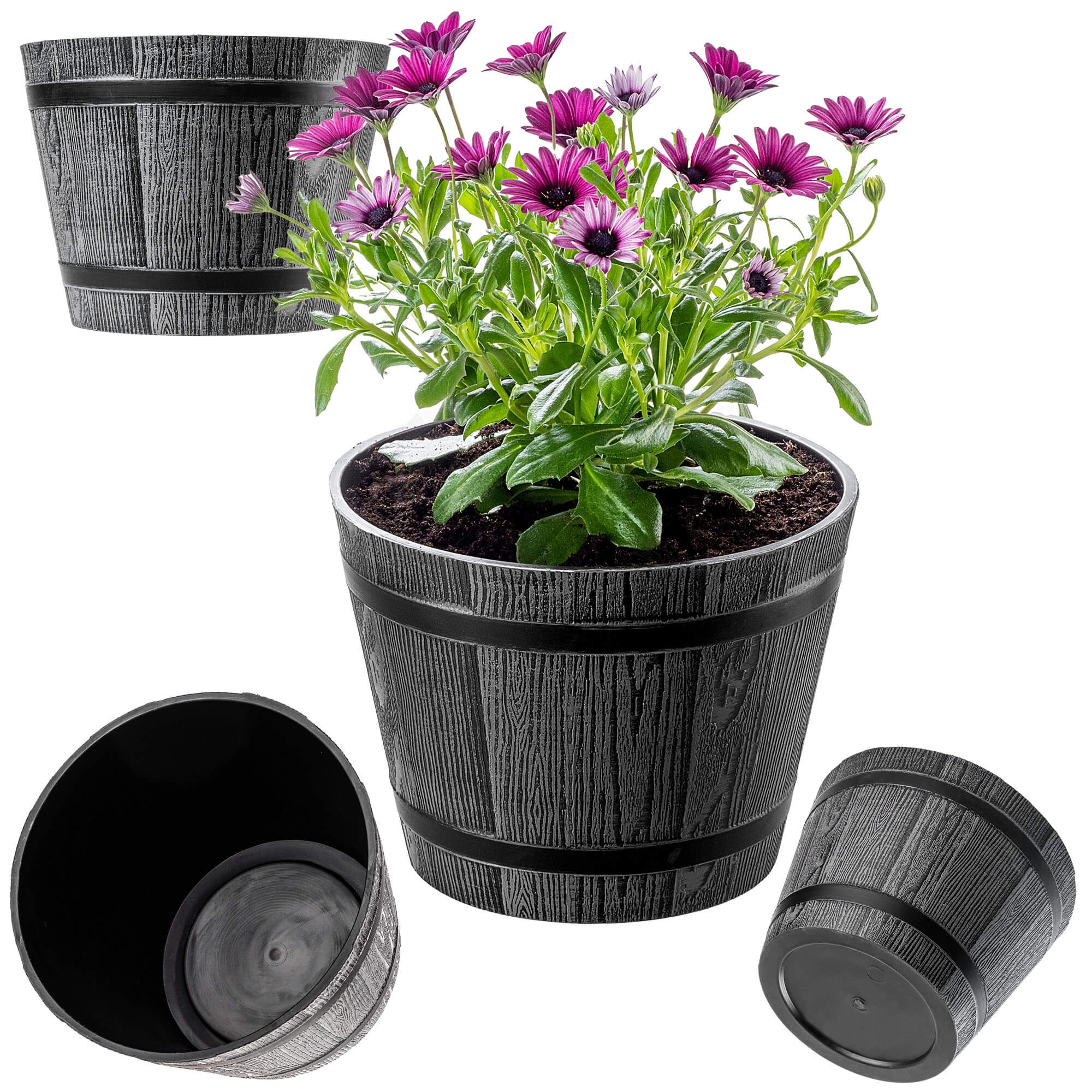 Donica na kwiaty Sori 23 cm, ciemny szary