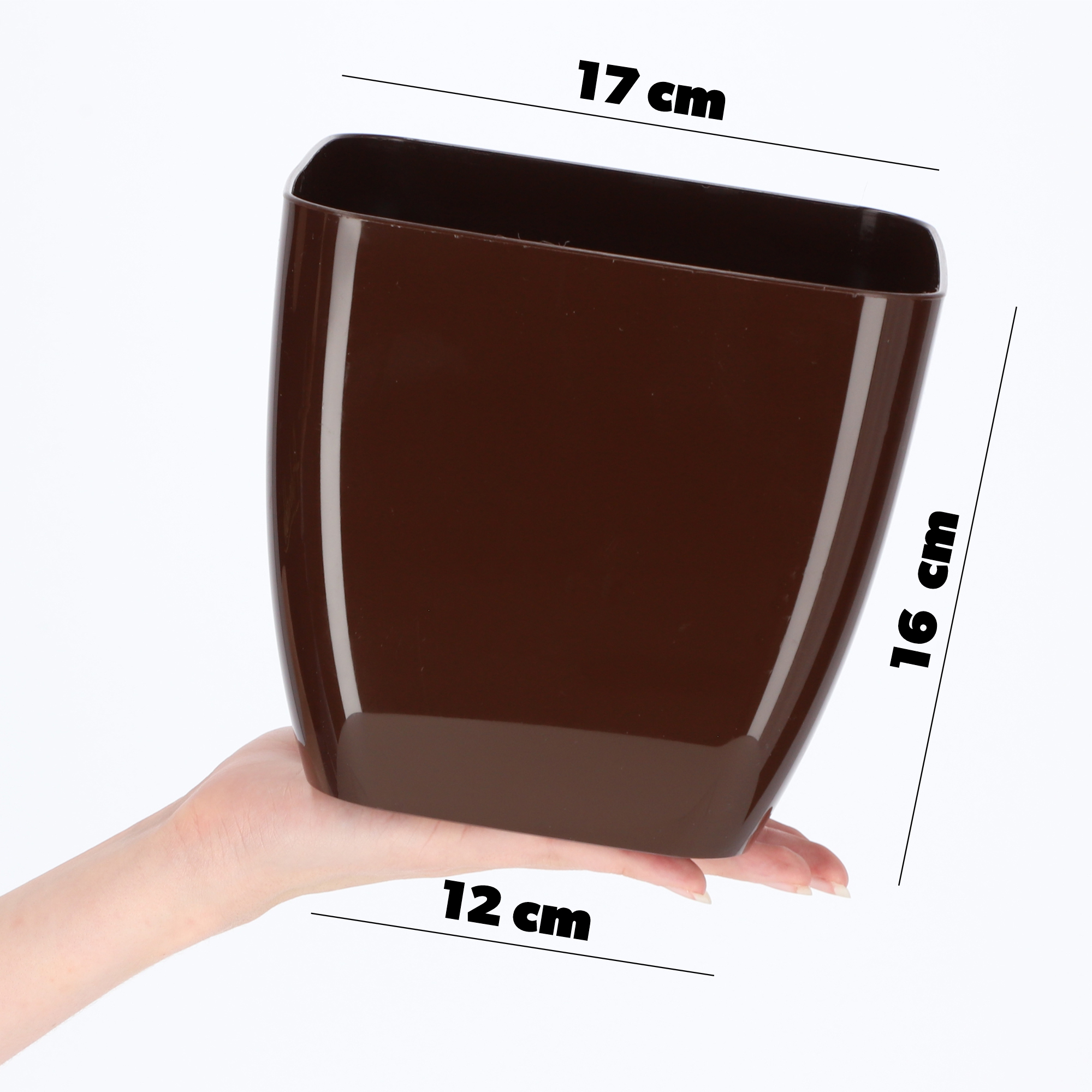 Doniczka kwadratowa Borgo 18 cm, brązowa