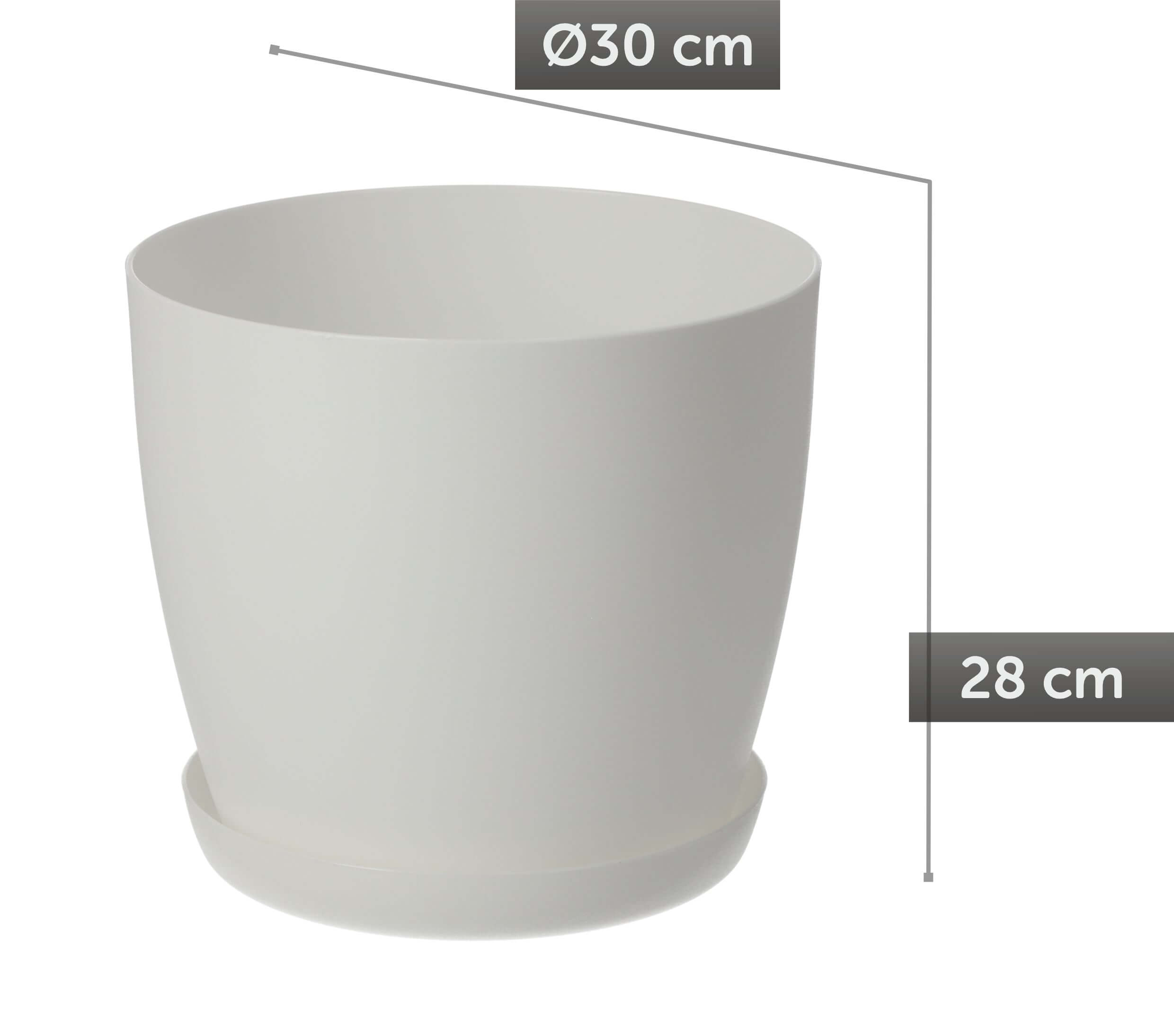 Doniczka Agen z podstawką 30 cm, matowa biała