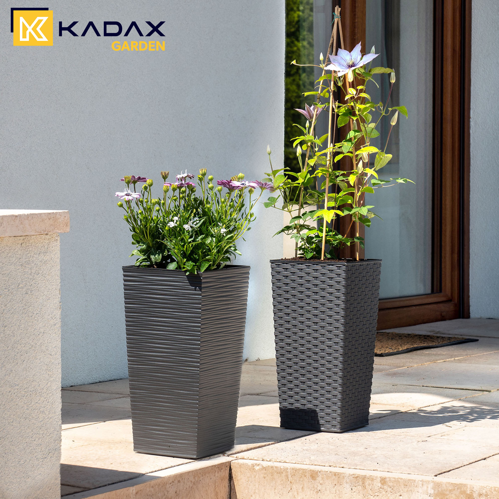 Donica z wkładem rattan Pesaro 25 cm, grafit
