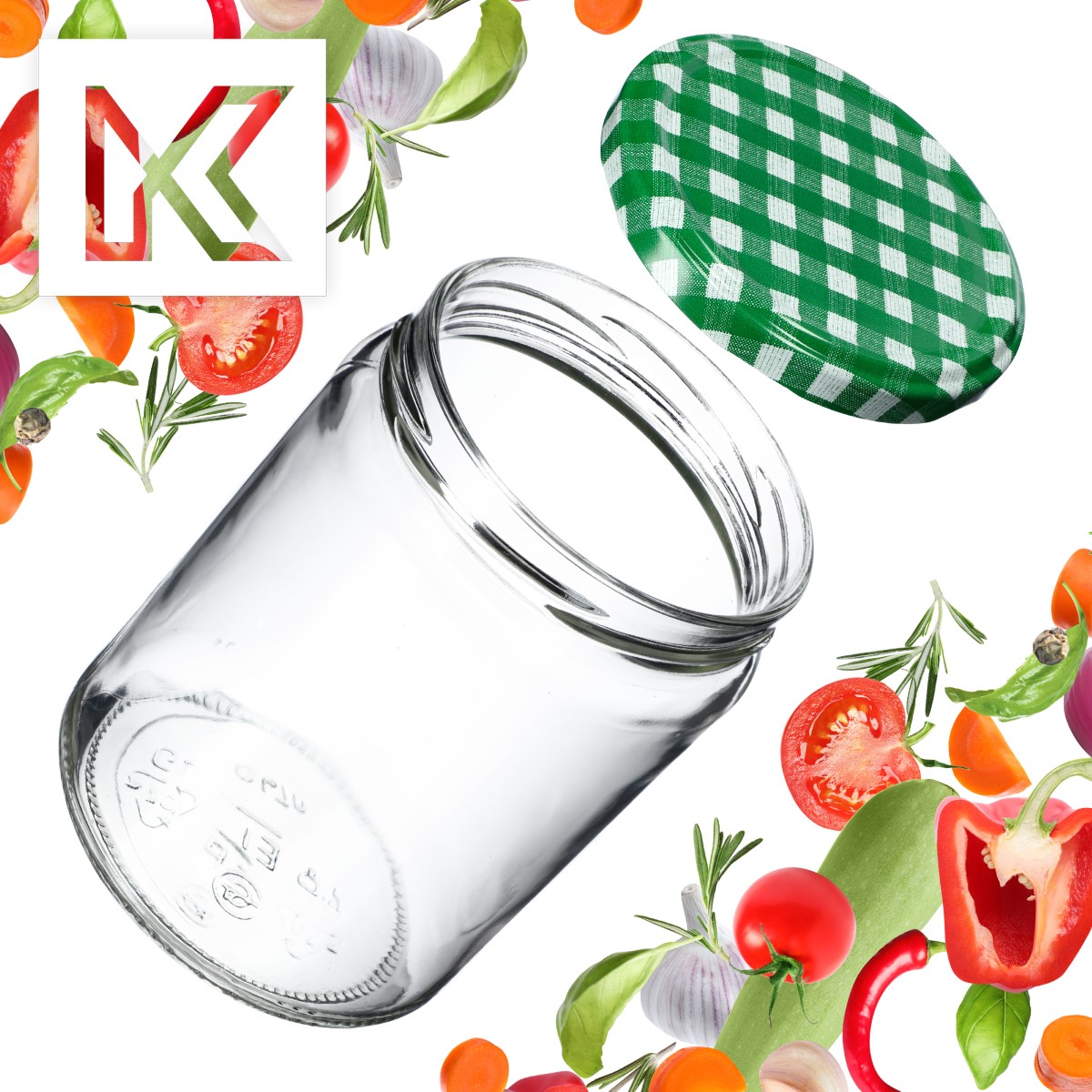 Słoiki Maki 540ml 24szt fi 82 mm + wieczka "Zielona Krata"